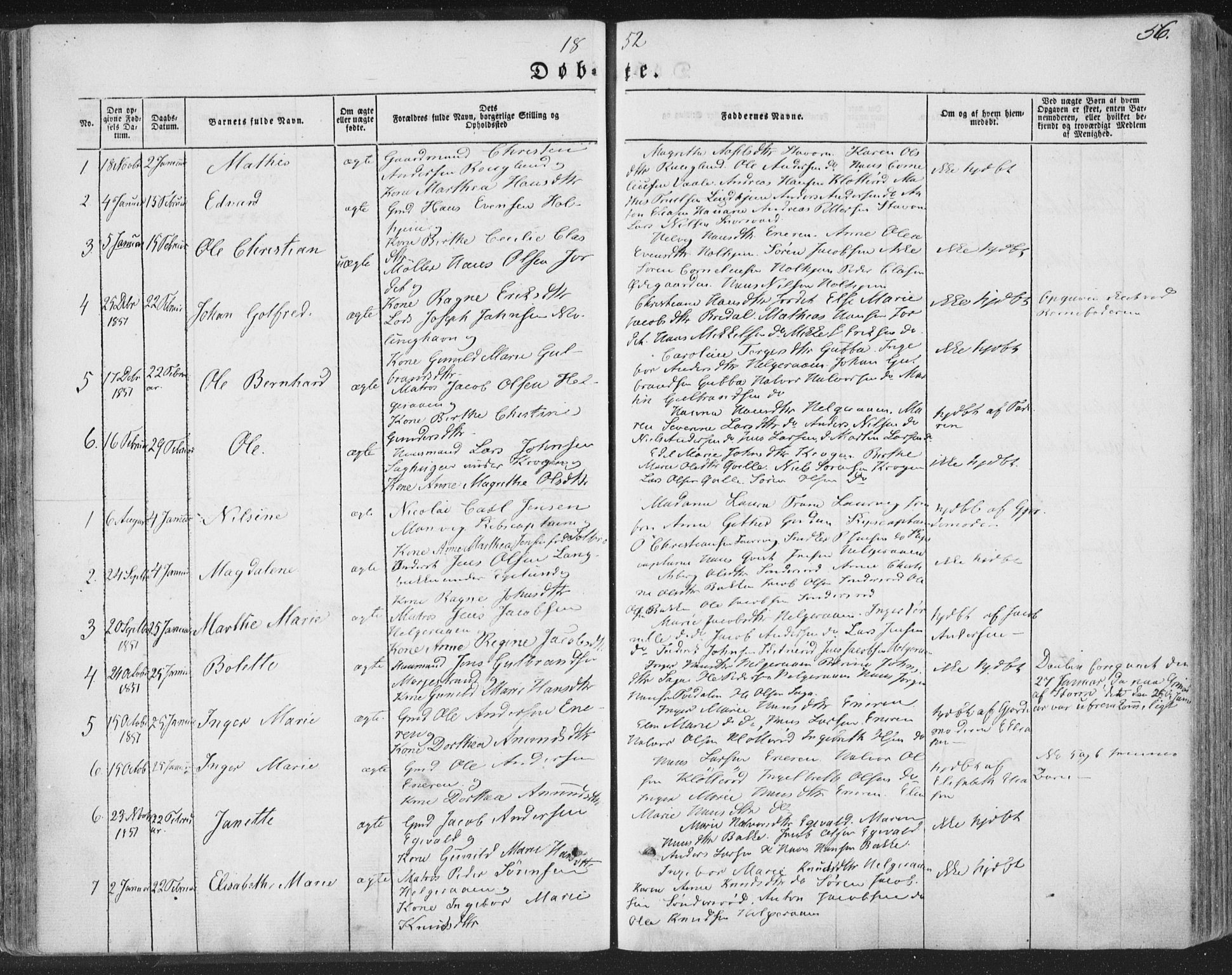 Brunlanes kirkebøker, AV/SAKO-A-342/F/Fa/L0004: Parish register (official) no. I 4, 1846-1862, p. 56