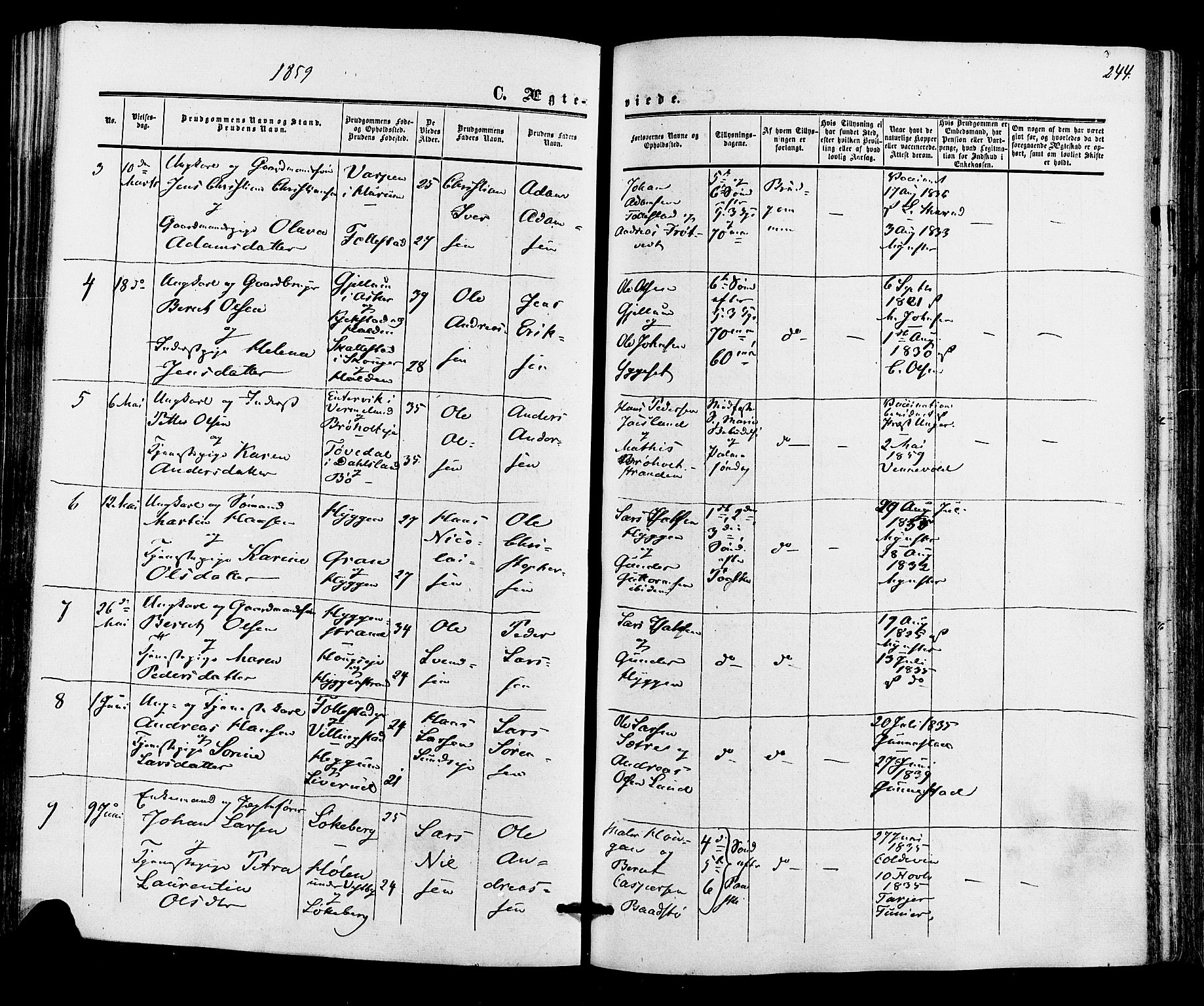 Røyken kirkebøker, SAKO/A-241/F/Fa/L0006: Parish register (official) no. 6, 1857-1875, p. 244