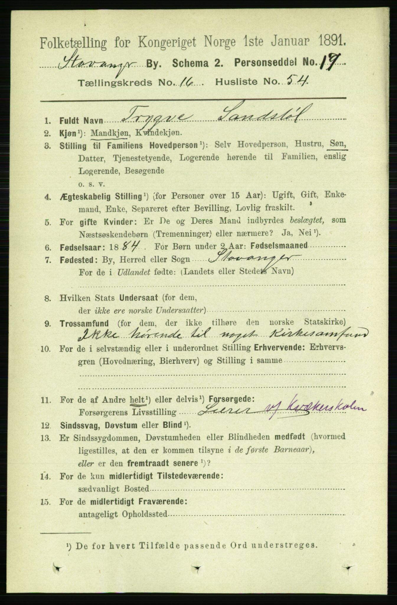 RA, 1891 census for 1103 Stavanger, 1891, p. 19366