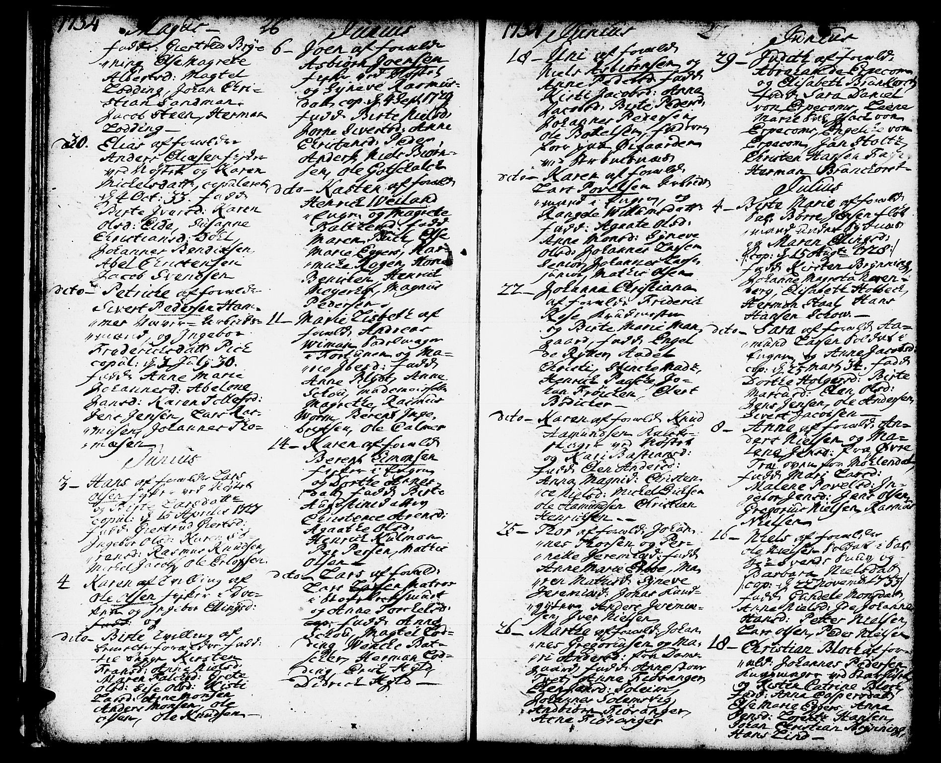 Domkirken sokneprestembete, AV/SAB-A-74801/H/Haa/L0002: Parish register (official) no. A 2, 1733-1750, p. 26-27