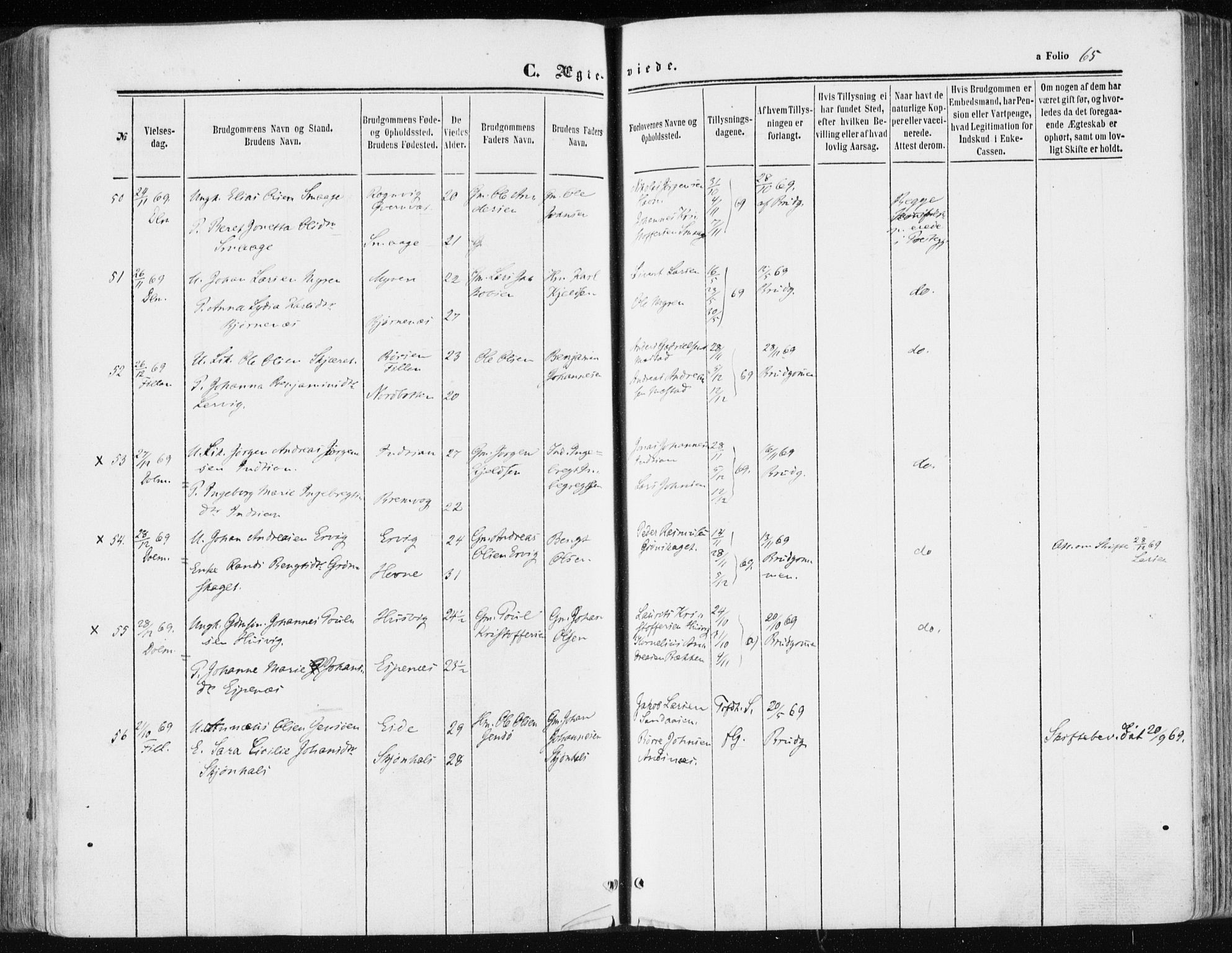 Ministerialprotokoller, klokkerbøker og fødselsregistre - Sør-Trøndelag, AV/SAT-A-1456/634/L0531: Parish register (official) no. 634A07, 1861-1870, p. 65