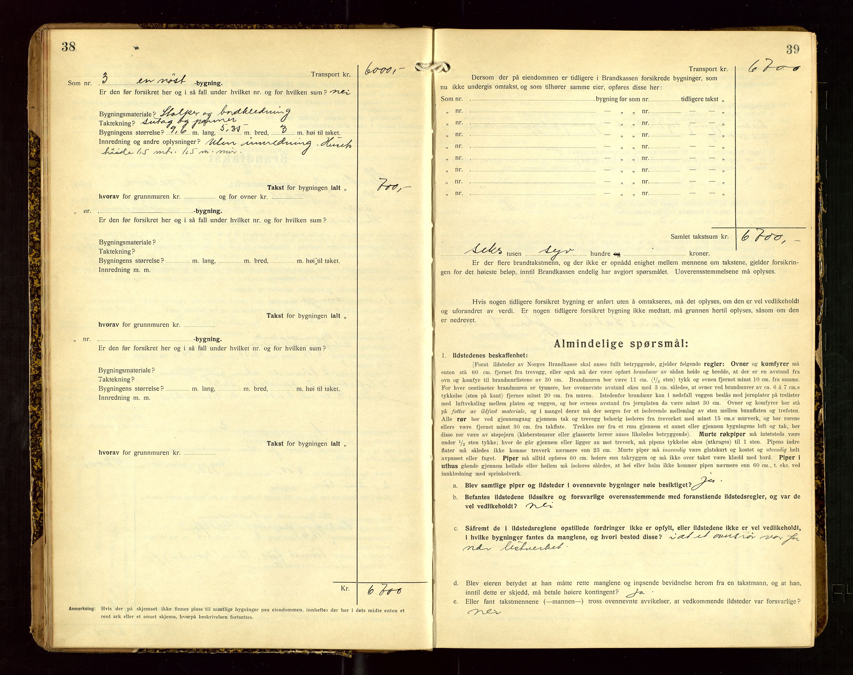 Skudenes lensmannskontor, SAST/A-100444/Gob/L0002: "Brandtakstprotokoll", 1925-1952, p. 38-39