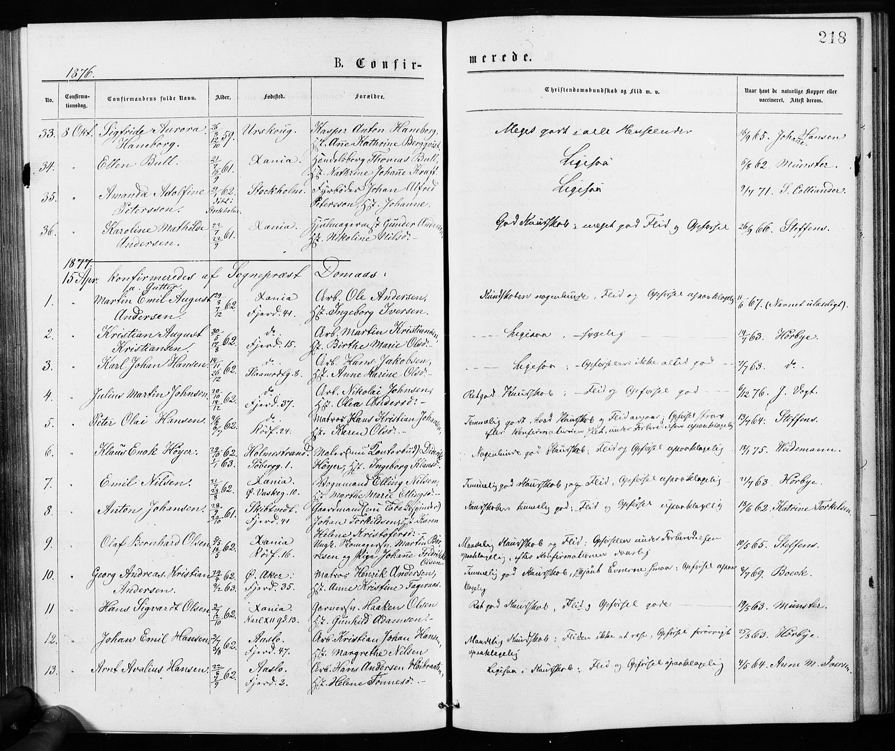Jakob prestekontor Kirkebøker, SAO/A-10850/F/Fa/L0001: Parish register (official) no. 1, 1875-1924, p. 218