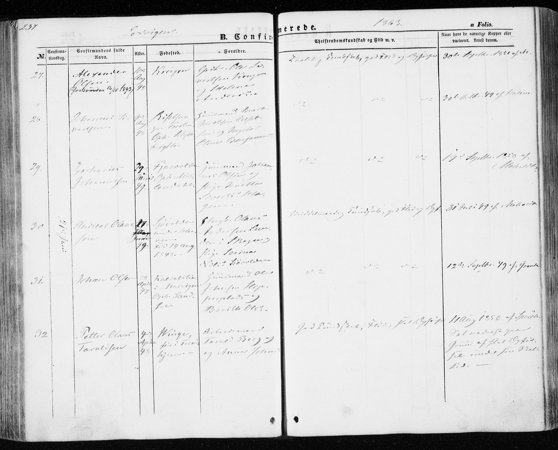 Ministerialprotokoller, klokkerbøker og fødselsregistre - Nord-Trøndelag, AV/SAT-A-1458/701/L0008: Parish register (official) no. 701A08 /1, 1854-1863, p. 237