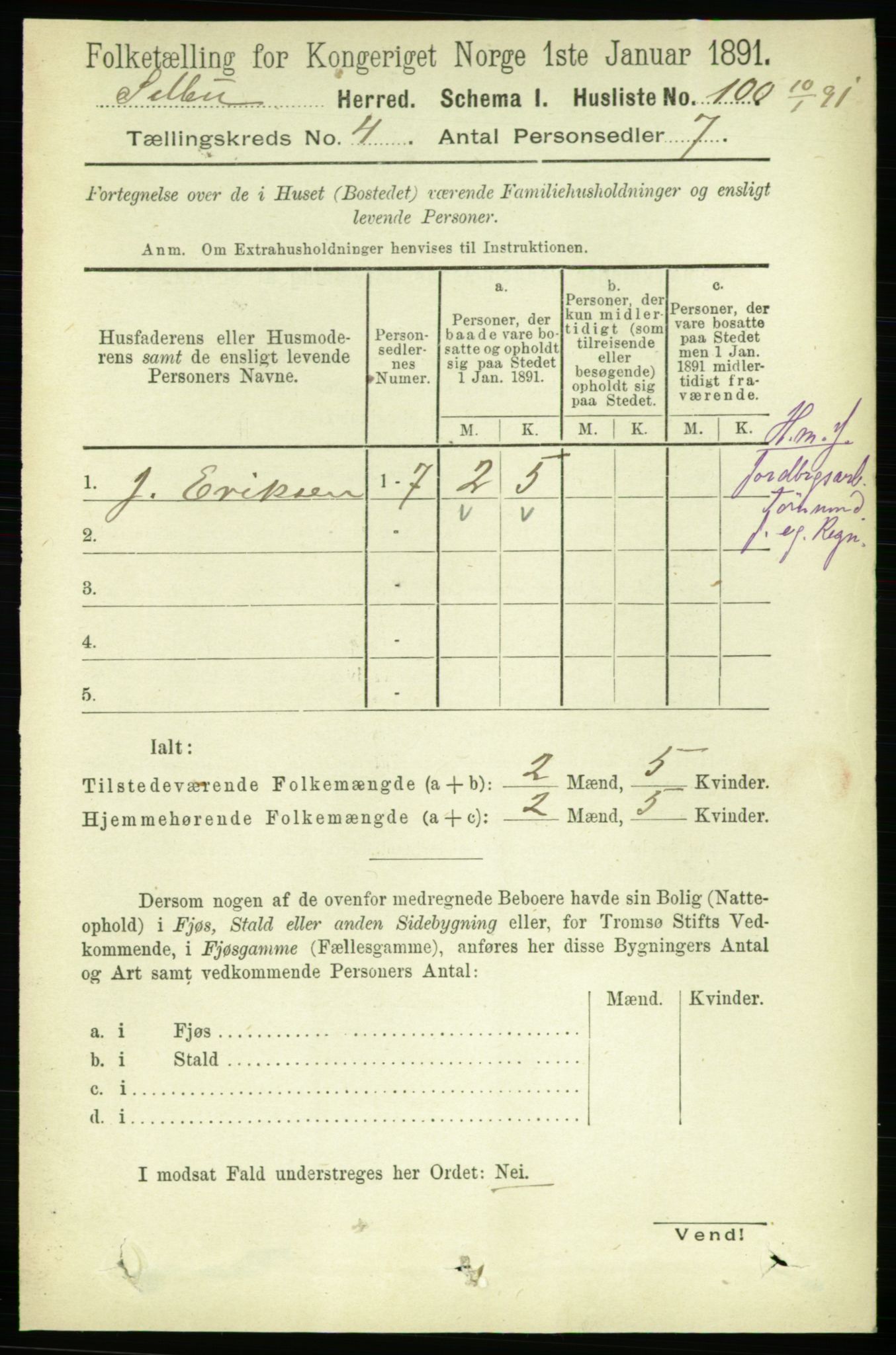 RA, 1891 census for 1664 Selbu, 1891, p. 1060