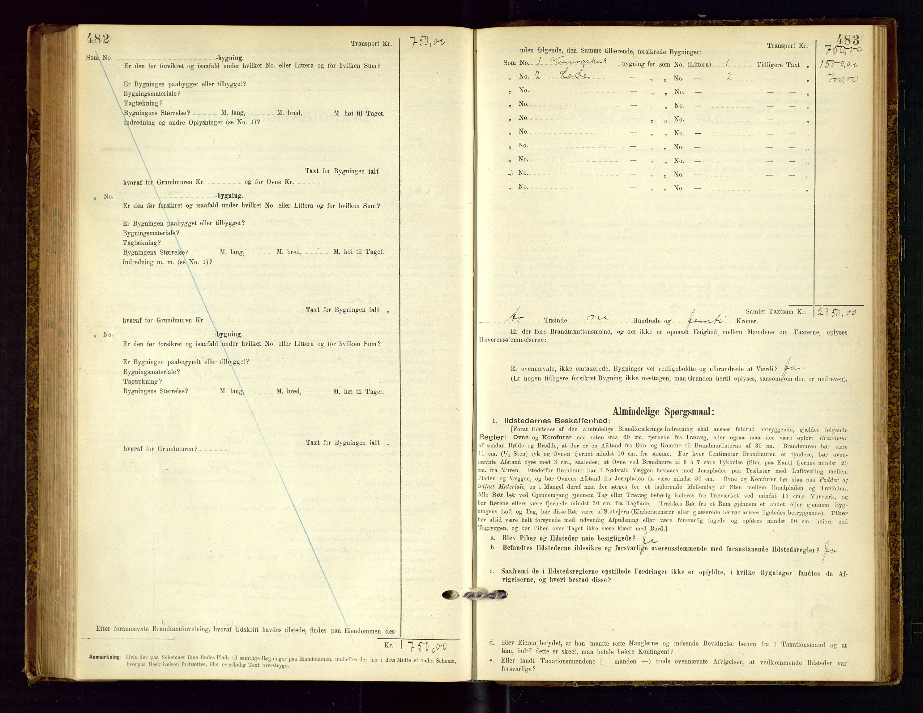 Time lensmannskontor, SAST/A-100420/Gob/L0001: Branntakstprotokoll, 1896-1914, p. 482-483