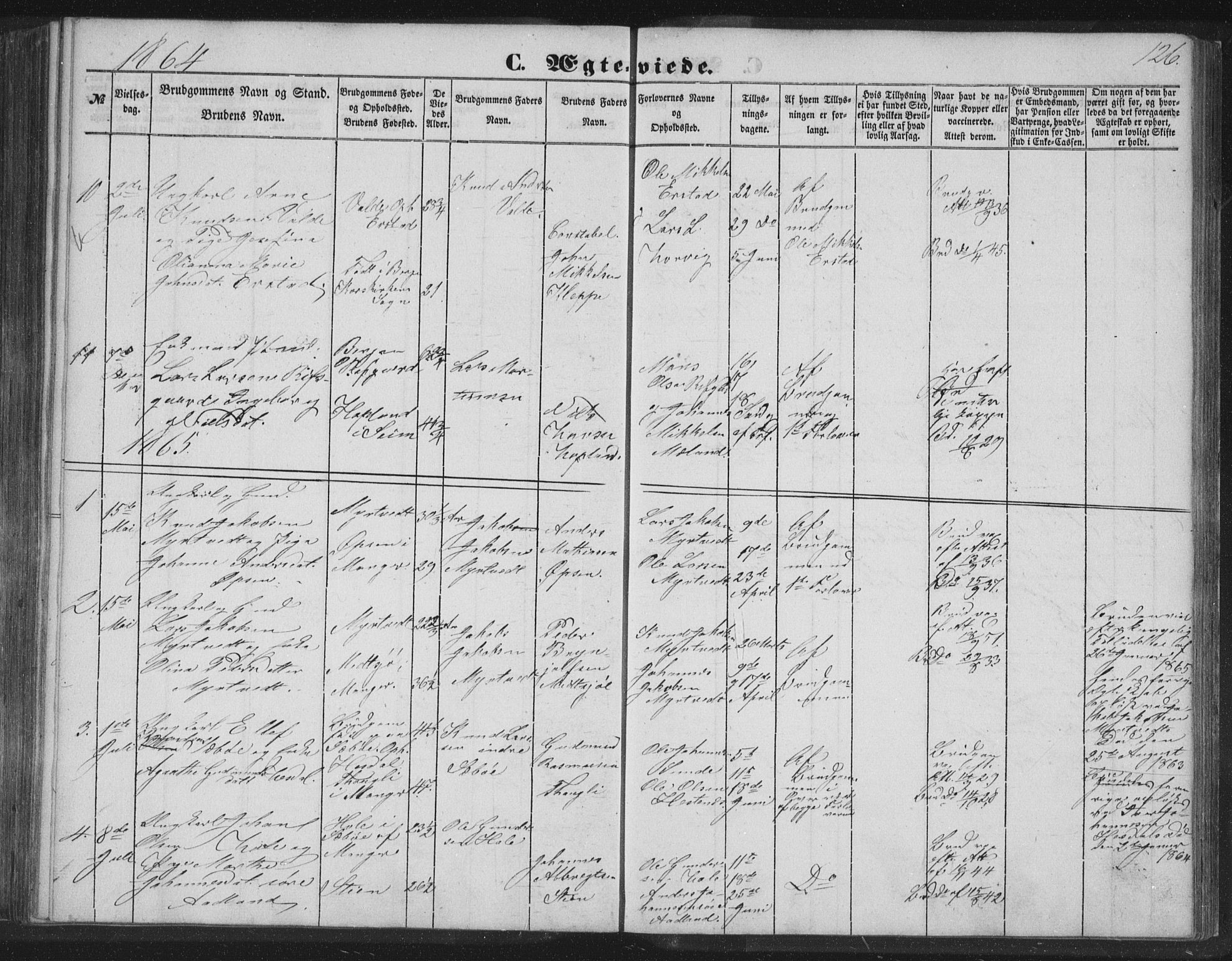 Alversund Sokneprestembete, SAB/A-73901/H/Ha/Hab: Parish register (copy) no. C 1, 1851-1866, p. 126