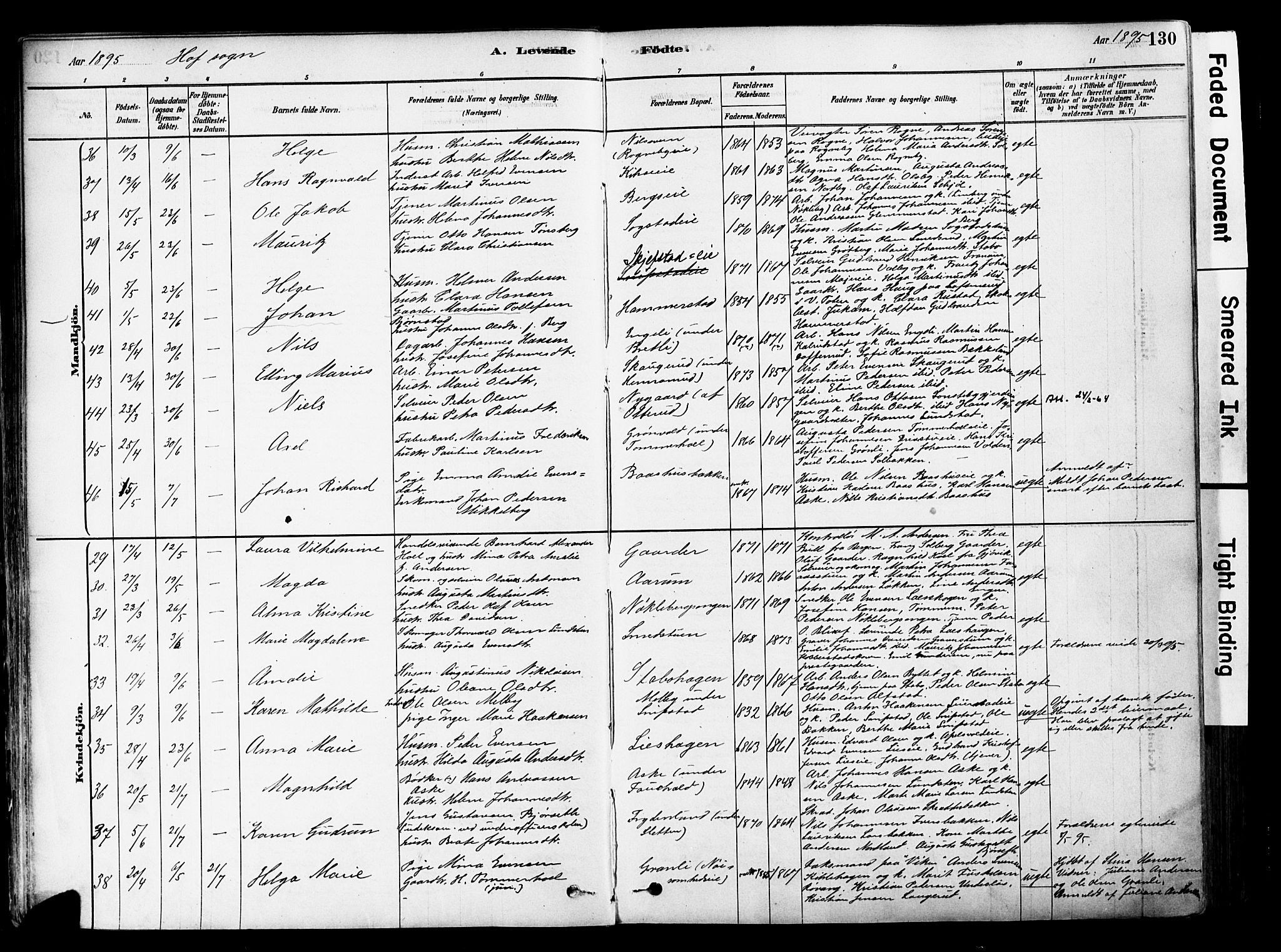 Østre Toten prestekontor, SAH/PREST-104/H/Ha/Haa/L0006: Parish register (official) no. 6 /1, 1878-1896, p. 130