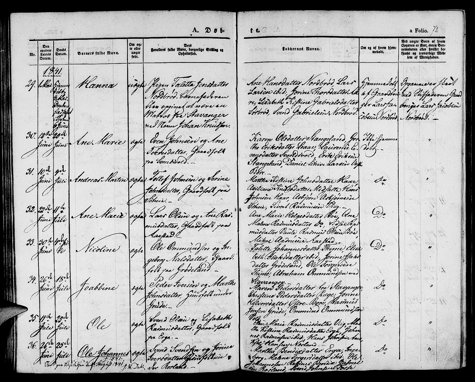 Klepp sokneprestkontor, SAST/A-101803/001/3/30BA/L0003: Parish register (official) no. A 3, 1833-1842, p. 72