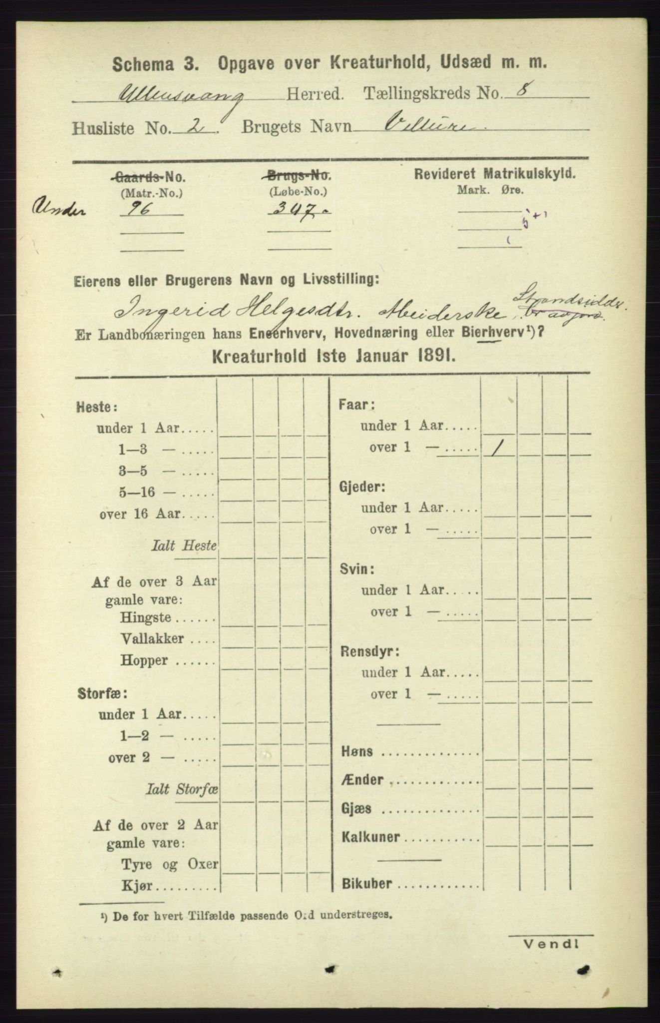 RA, 1891 census for 1230 Ullensvang, 1891, p. 7434