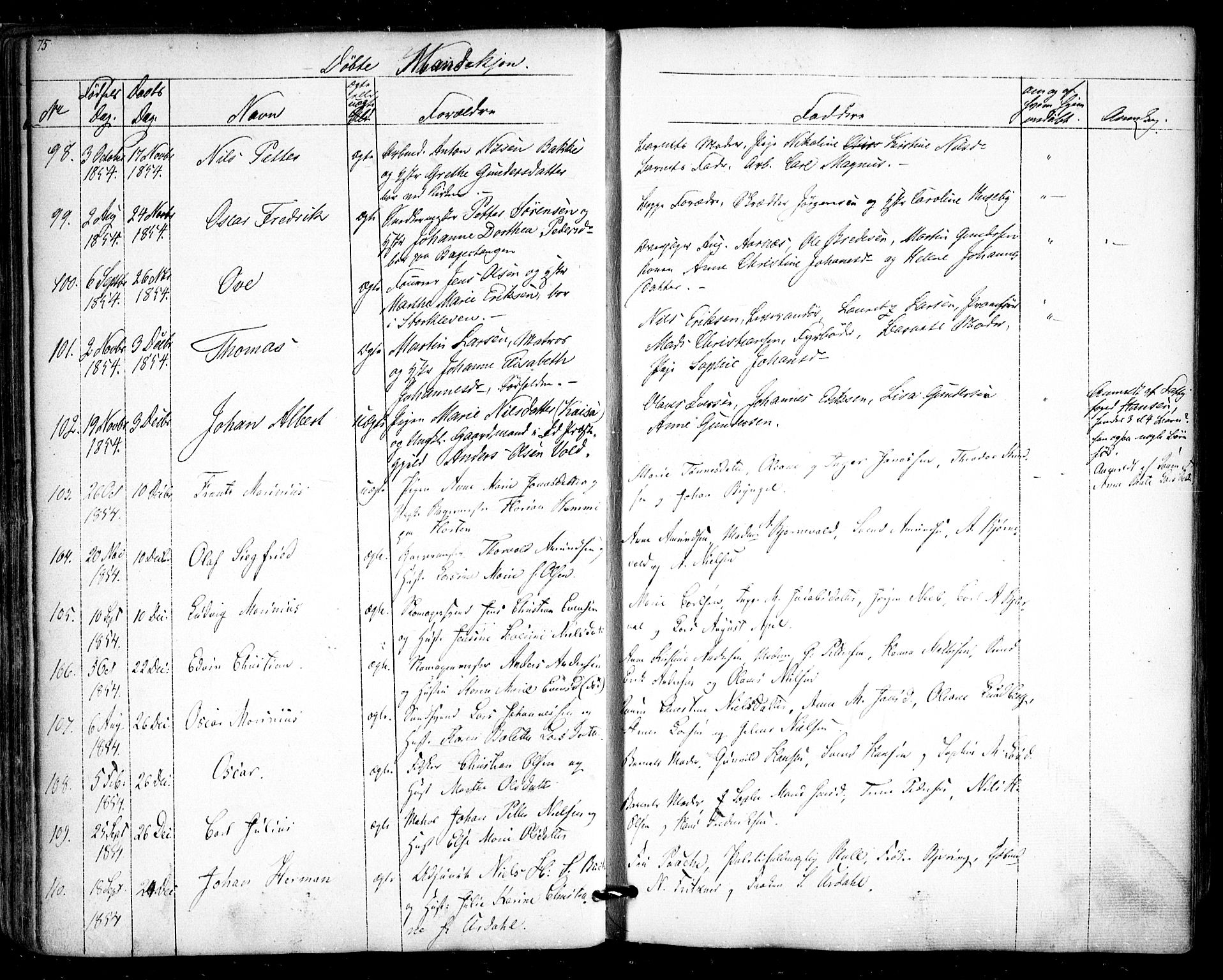 Halden prestekontor Kirkebøker, AV/SAO-A-10909/F/Fa/L0006: Parish register (official) no. I 6, 1845-1856, p. 75