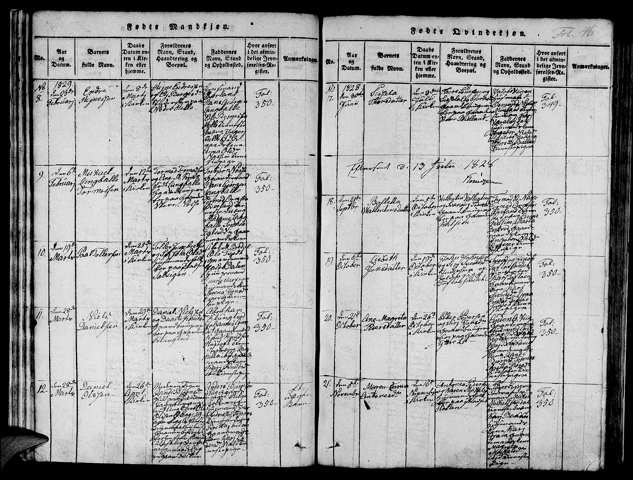 Nedstrand sokneprestkontor, AV/SAST-A-101841/01/IV: Parish register (official) no. A 6, 1816-1838, p. 46