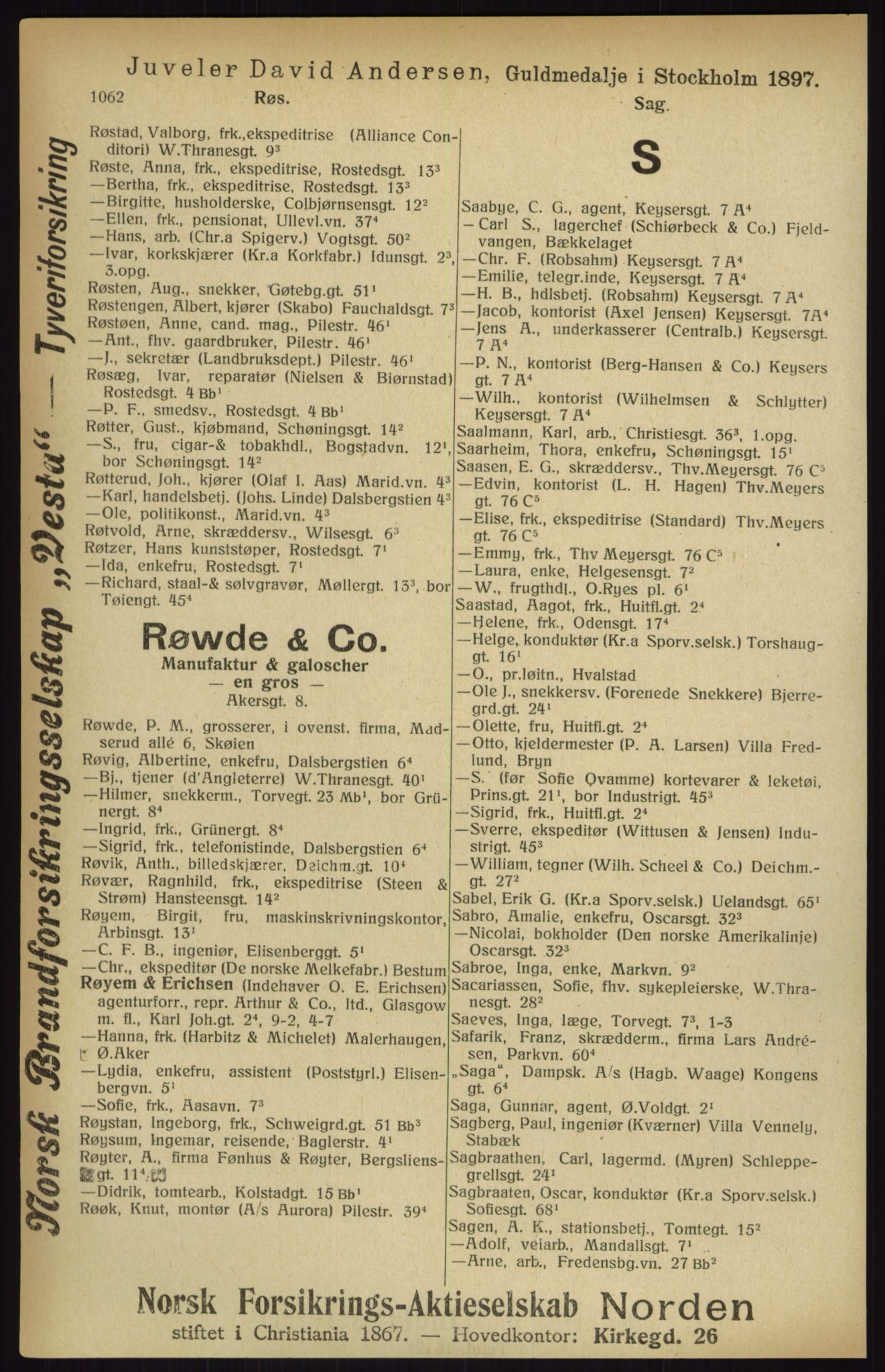 Kristiania/Oslo adressebok, PUBL/-, 1916, p. 1062