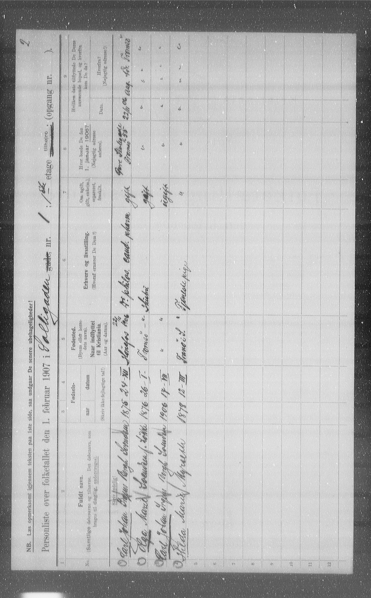 OBA, Municipal Census 1907 for Kristiania, 1907, p. 50899