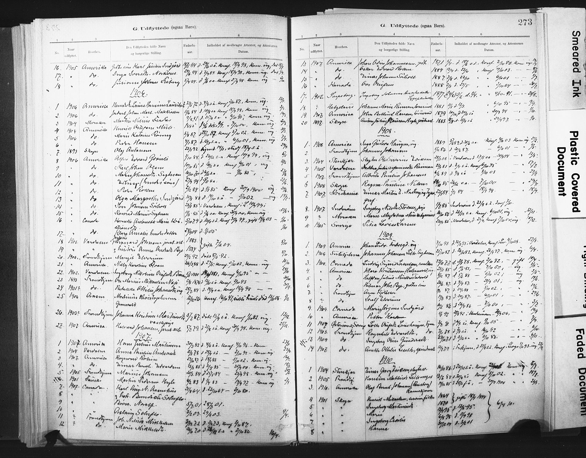 Ministerialprotokoller, klokkerbøker og fødselsregistre - Nord-Trøndelag, SAT/A-1458/721/L0207: Parish register (official) no. 721A02, 1880-1911, p. 273