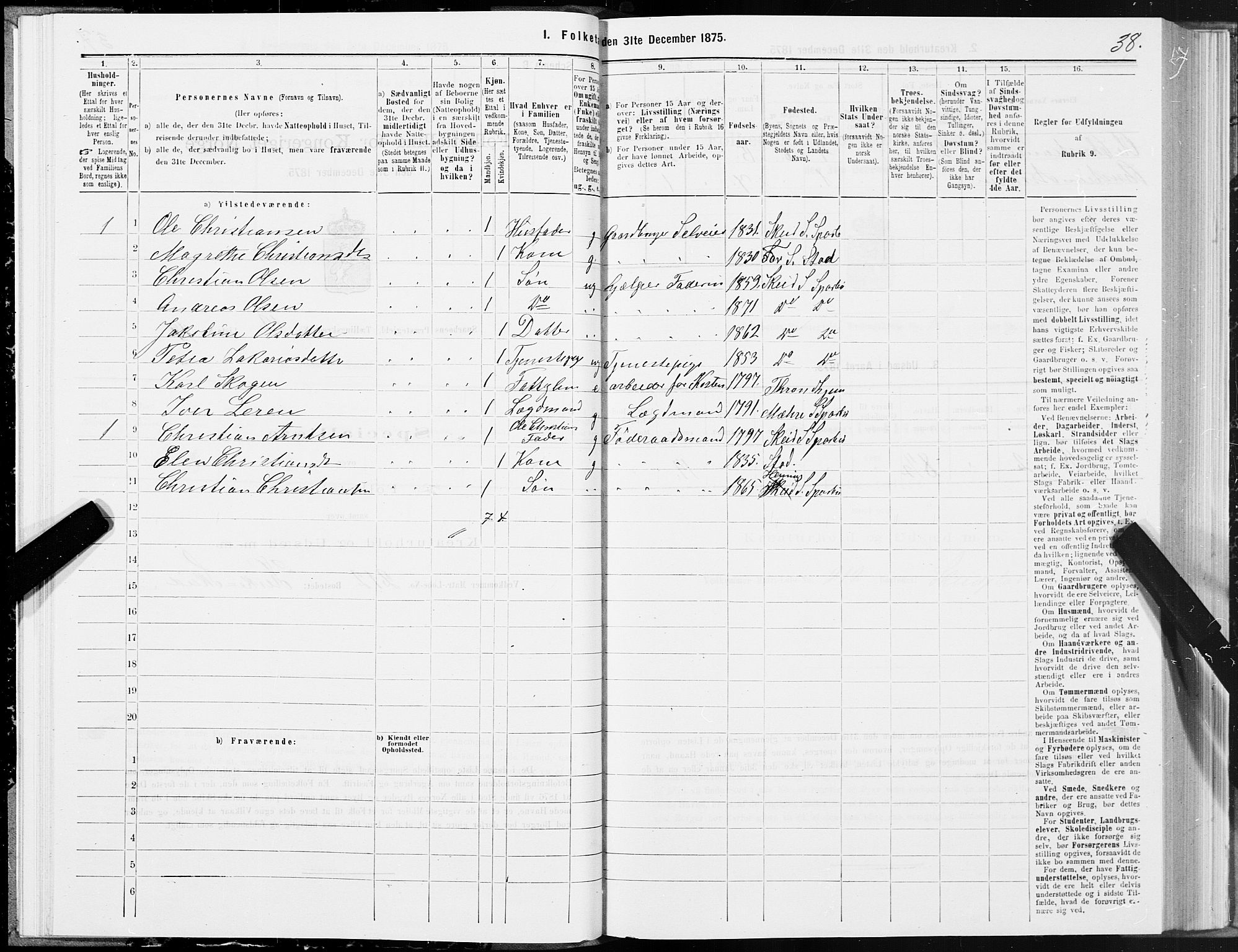 SAT, 1875 census for 1731P Sparbu, 1875, p. 5038