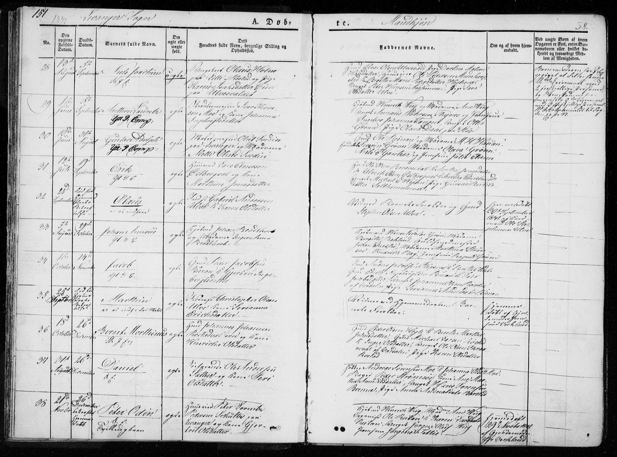 Ministerialprotokoller, klokkerbøker og fødselsregistre - Nord-Trøndelag, AV/SAT-A-1458/720/L0183: Parish register (official) no. 720A01, 1836-1855, p. 38