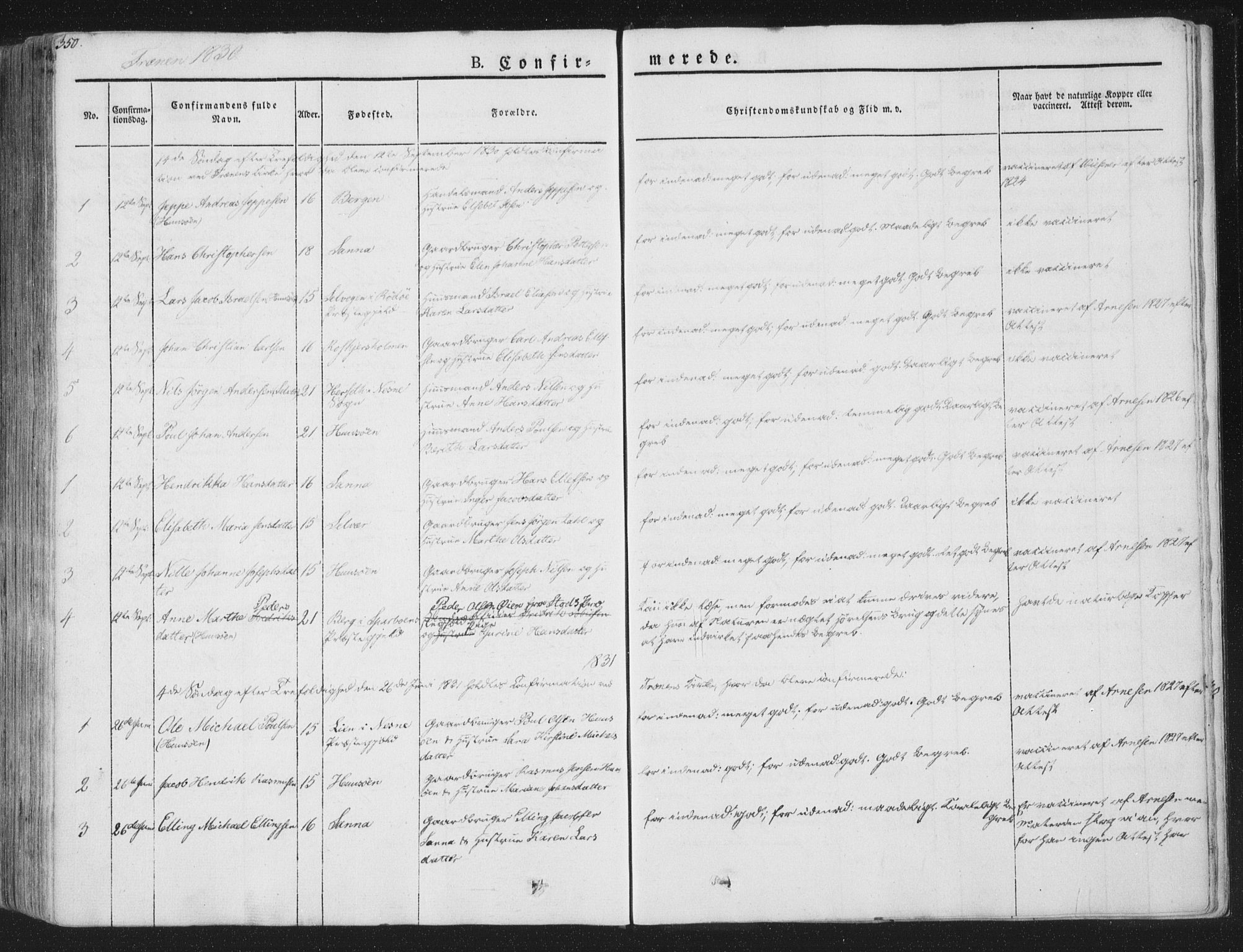 Ministerialprotokoller, klokkerbøker og fødselsregistre - Nordland, SAT/A-1459/839/L0565: Parish register (official) no. 839A02, 1825-1862, p. 350