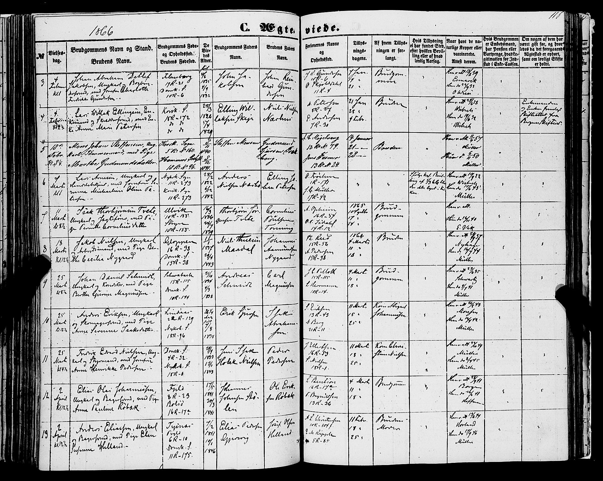 Domkirken sokneprestembete, AV/SAB-A-74801/H/Haa/L0034: Parish register (official) no. D 2, 1853-1874, p. 116