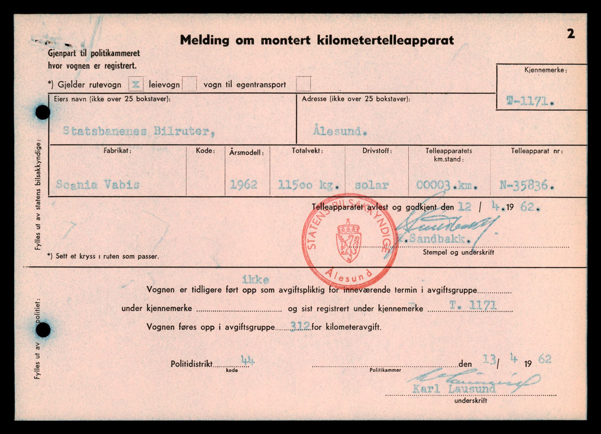 Møre og Romsdal vegkontor - Ålesund trafikkstasjon, AV/SAT-A-4099/F/Fe/L0011: Registreringskort for kjøretøy T 1170 - T 1289, 1927-1998, p. 47