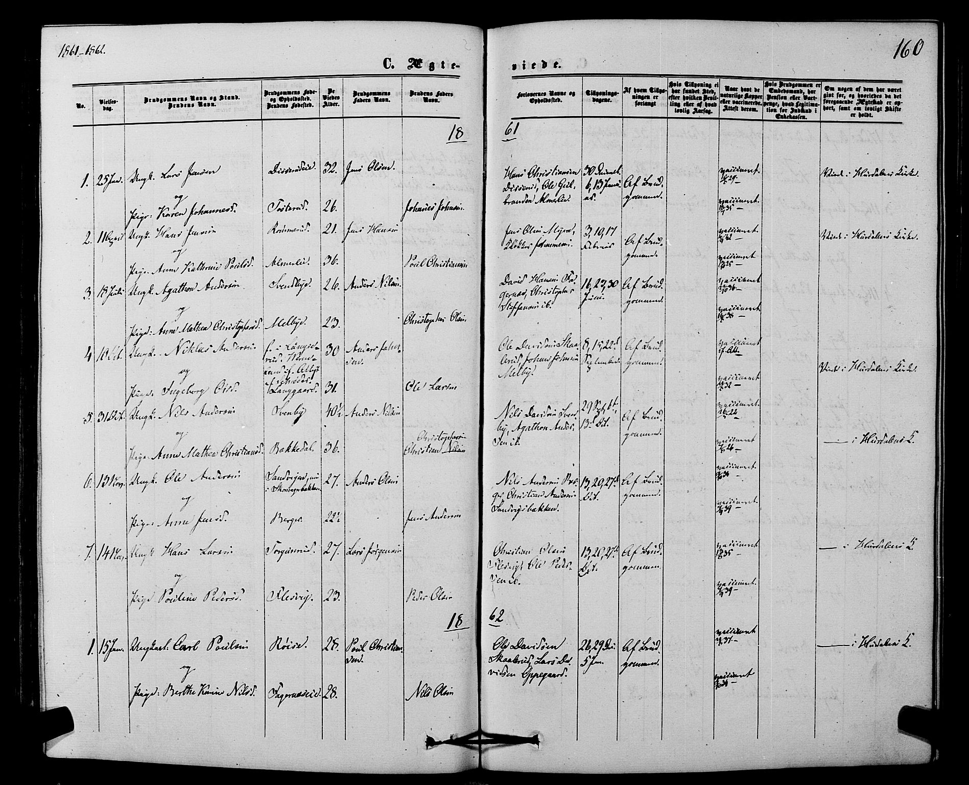 Hurdal prestekontor Kirkebøker, AV/SAO-A-10889/F/Fb/L0002: Parish register (official) no. II 2, 1860-1877, p. 160