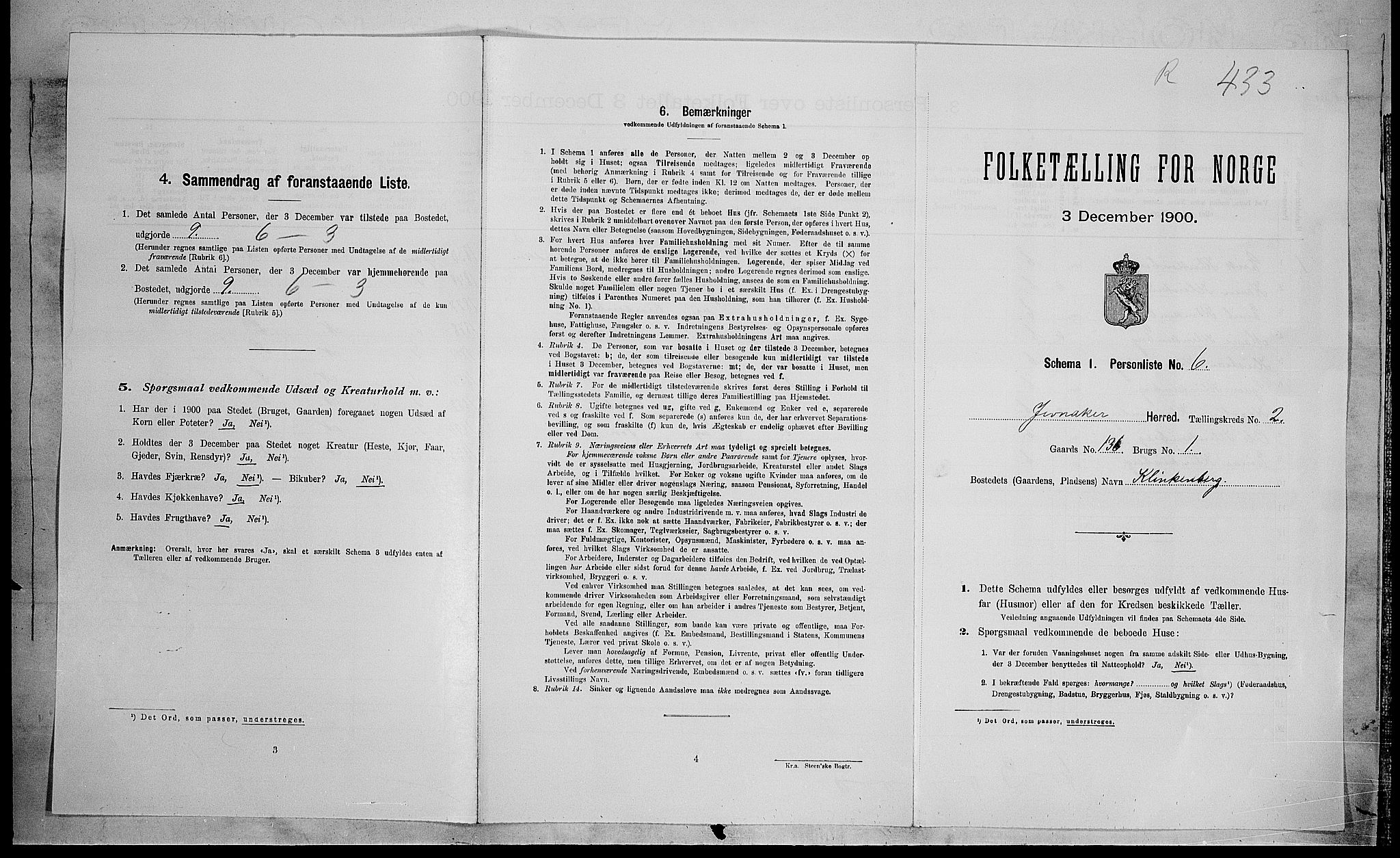 SAH, 1900 census for Jevnaker, 1900, p. 221