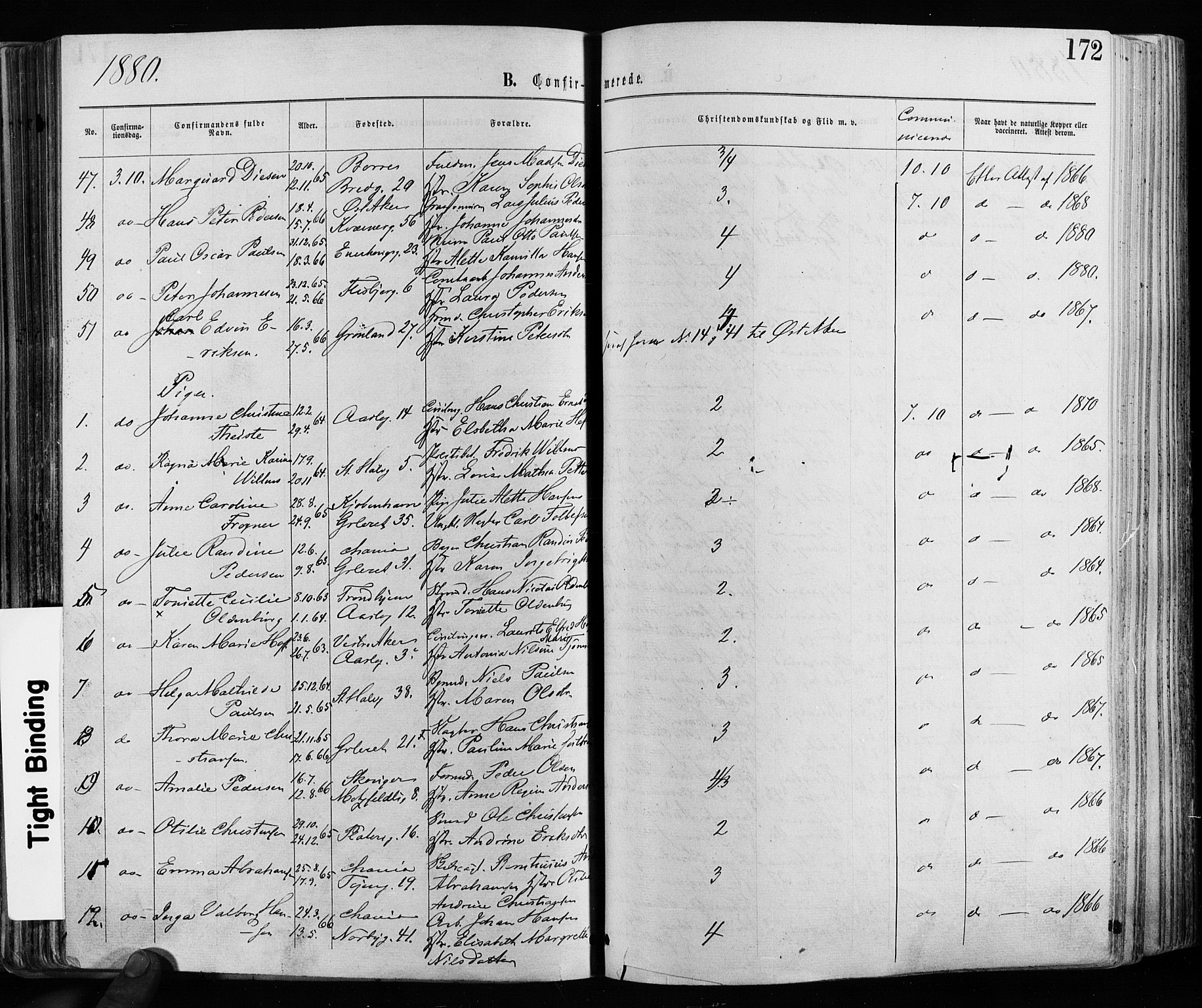 Grønland prestekontor Kirkebøker, AV/SAO-A-10848/F/Fa/L0005: Parish register (official) no. 5, 1869-1880, p. 172