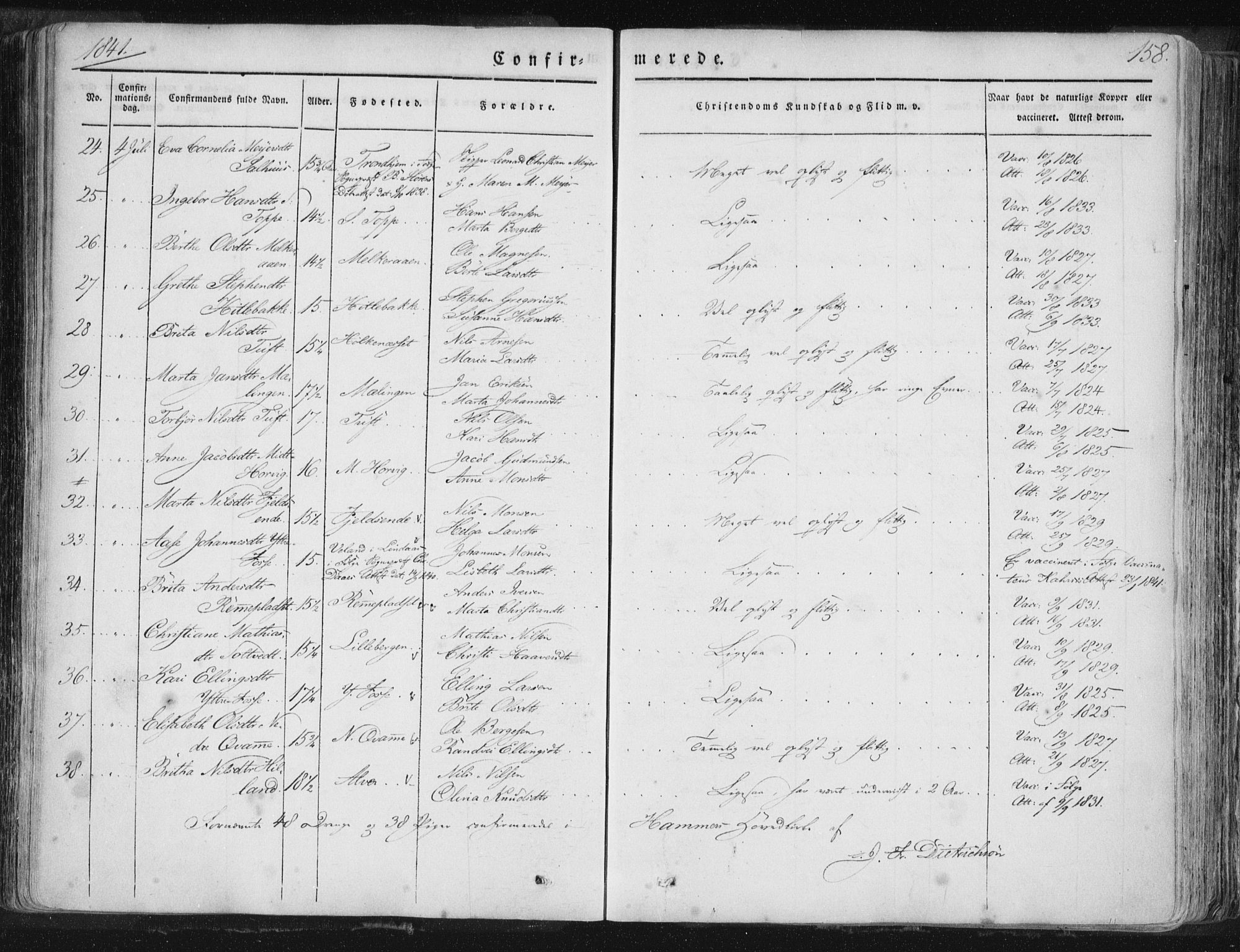 Hamre sokneprestembete, AV/SAB-A-75501/H/Ha/Haa/Haaa/L0012: Parish register (official) no. A 12, 1834-1845, p. 158