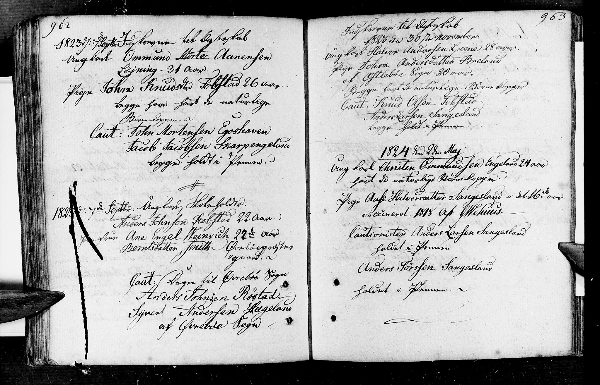 Vennesla sokneprestkontor, AV/SAK-1111-0045/Fa/Fac/L0002: Parish register (official) no. A 2, 1785-1834, p. 962-963