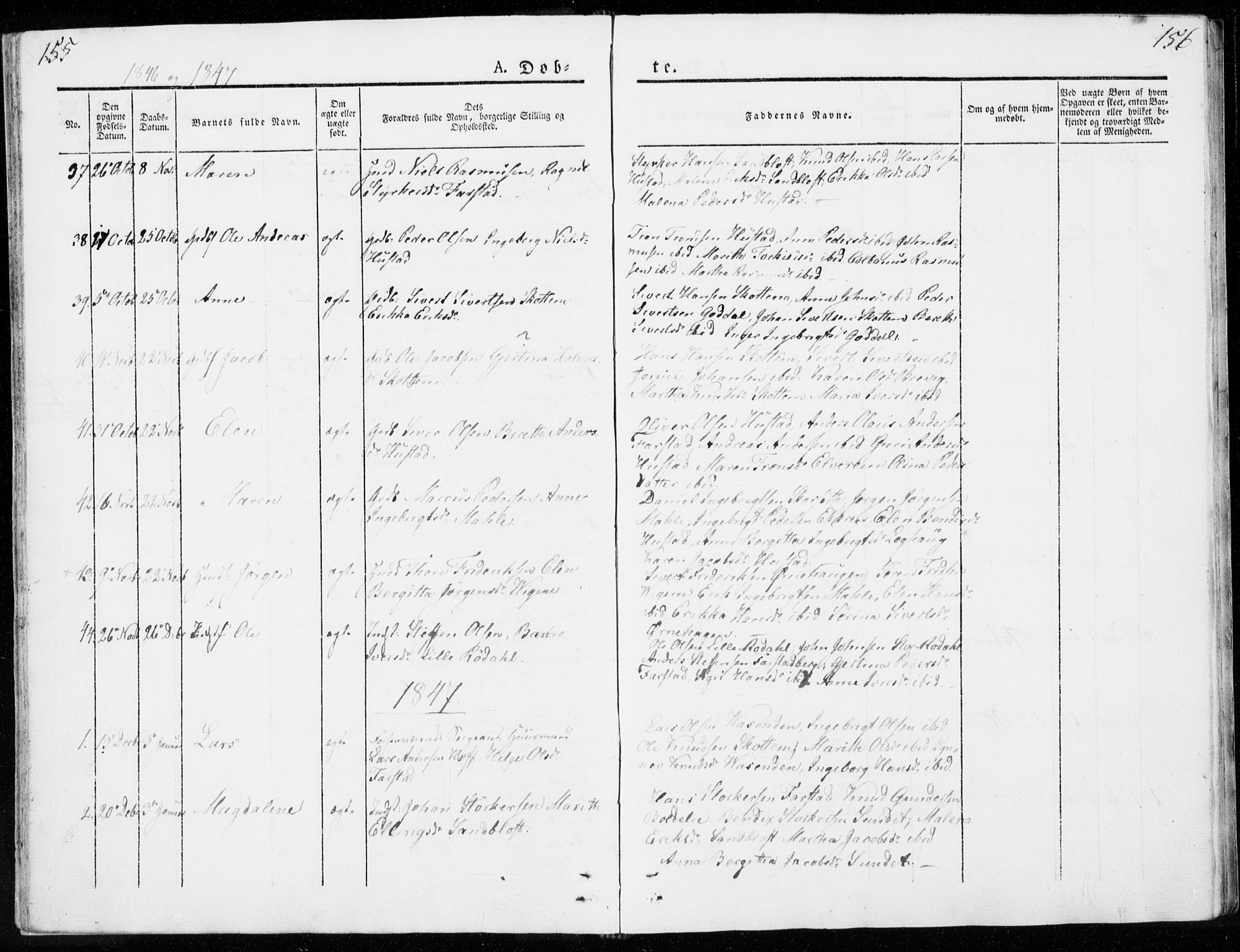 Ministerialprotokoller, klokkerbøker og fødselsregistre - Møre og Romsdal, AV/SAT-A-1454/566/L0766: Parish register (official) no. 566A05, 1842-1851, p. 155-156