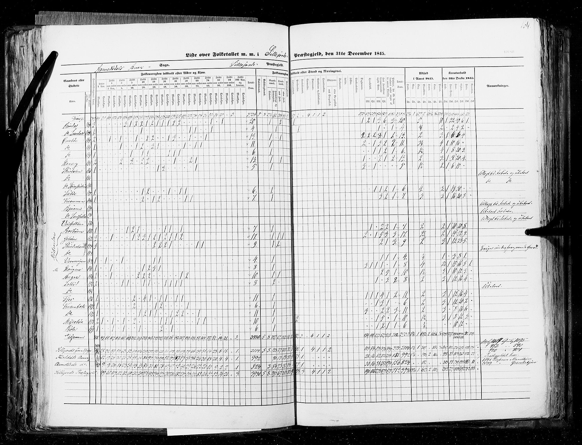 RA, Census 1845, vol. 5: Bratsberg amt og Nedenes og Råbyggelaget amt, 1845, p. 164