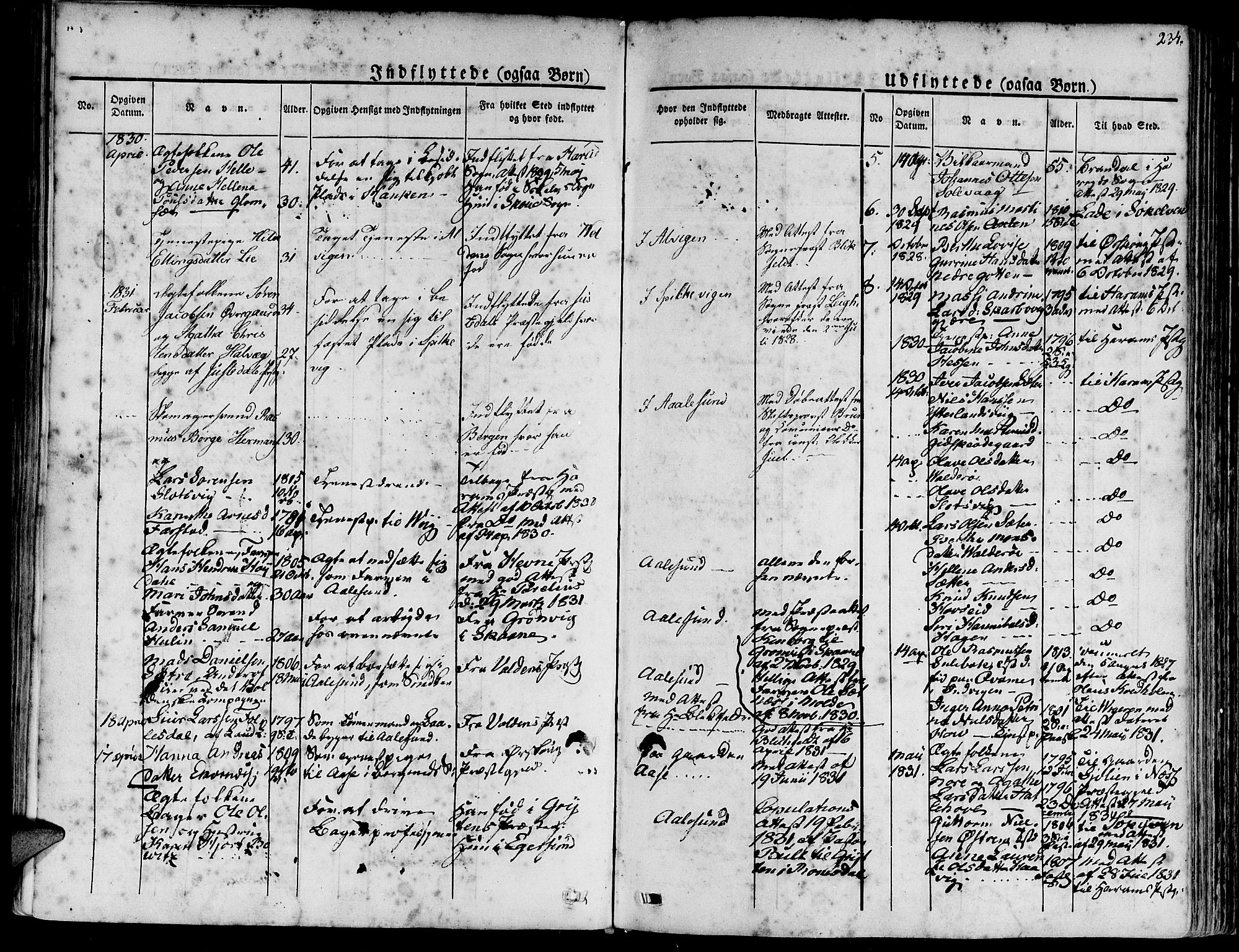 Ministerialprotokoller, klokkerbøker og fødselsregistre - Møre og Romsdal, AV/SAT-A-1454/528/L0395: Parish register (official) no. 528A06, 1828-1839, p. 234