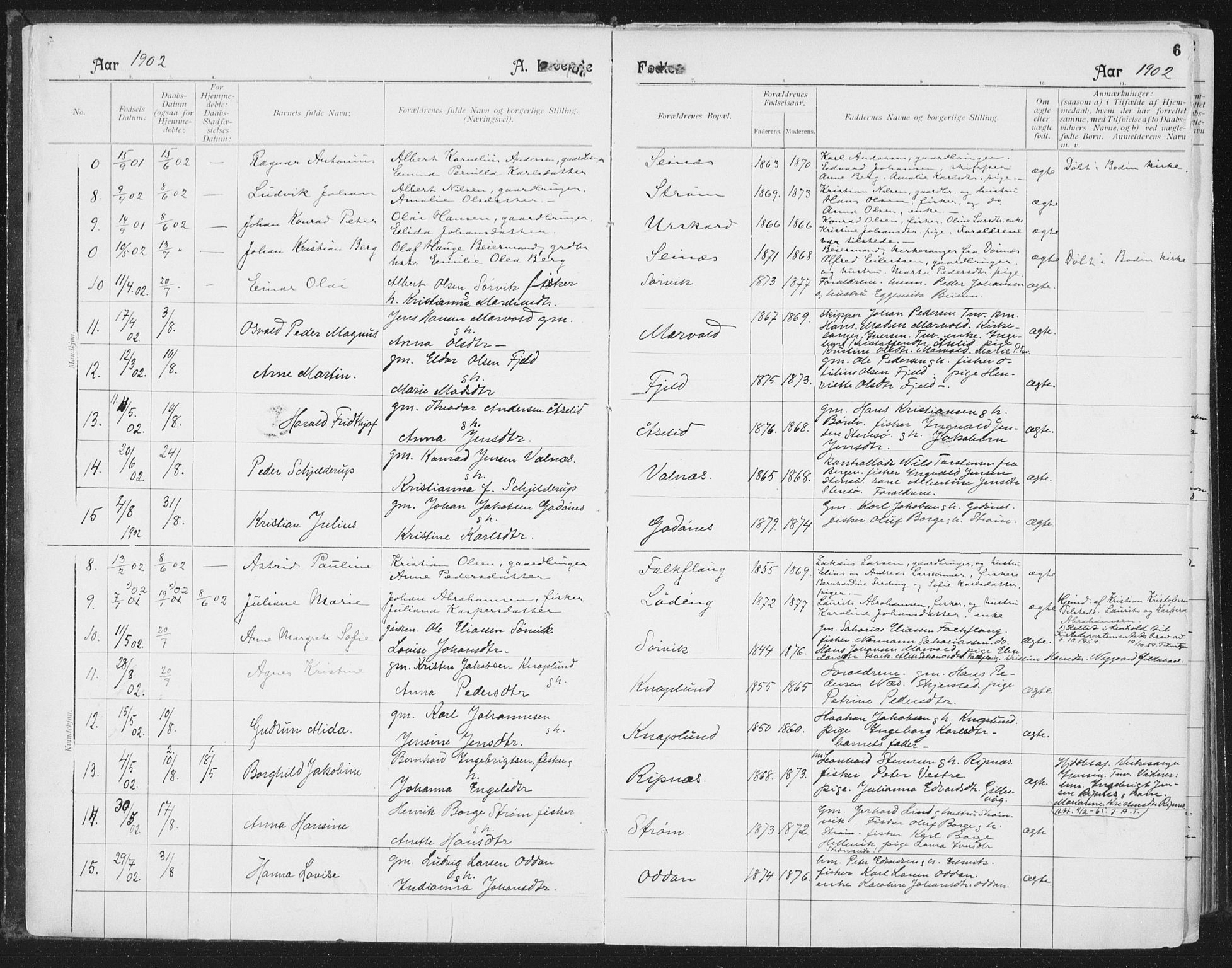 Ministerialprotokoller, klokkerbøker og fødselsregistre - Nordland, AV/SAT-A-1459/804/L0081: Parish register (official) no. 804A02, 1901-1915, p. 6