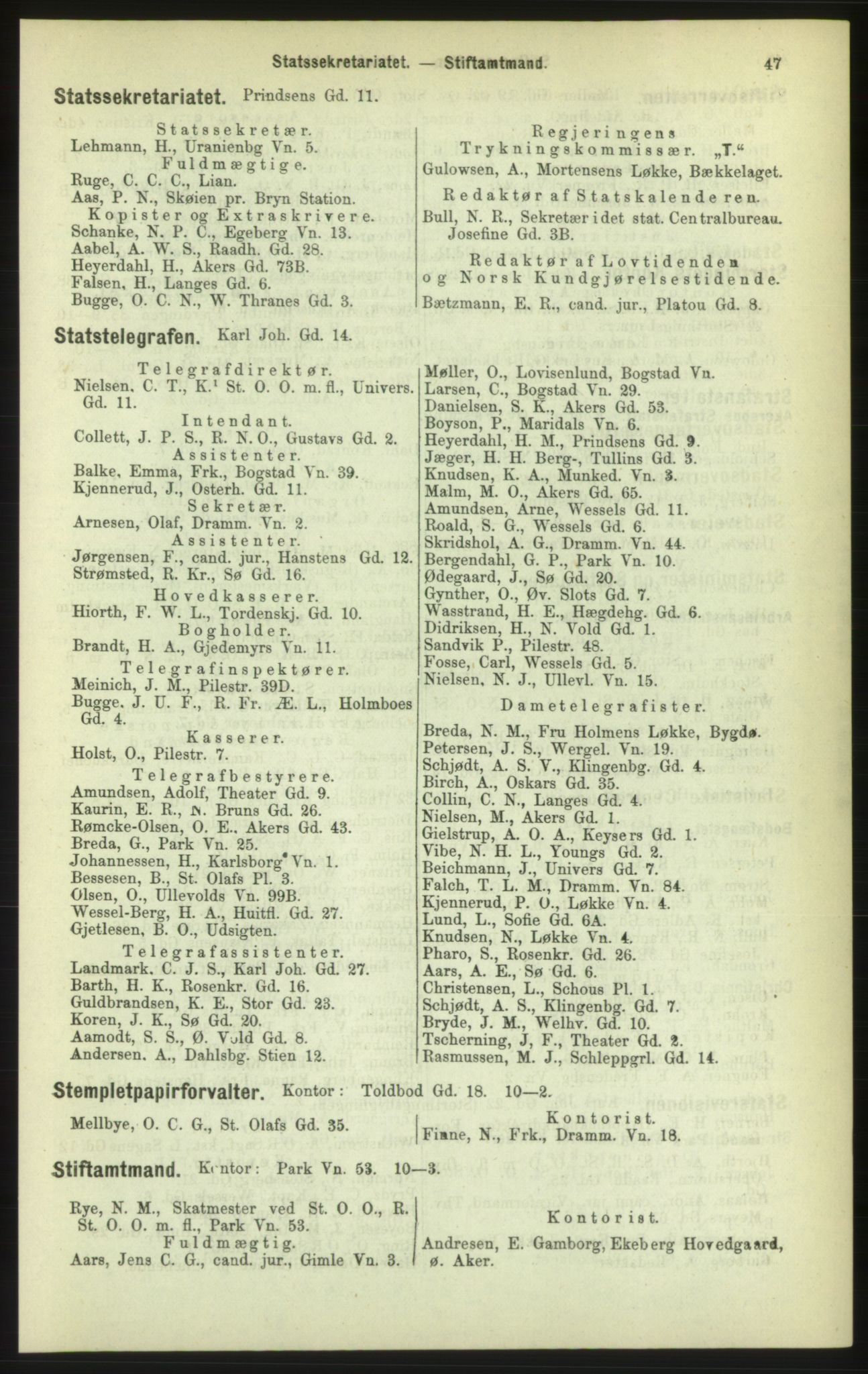 Kristiania/Oslo adressebok, PUBL/-, 1886, p. 47