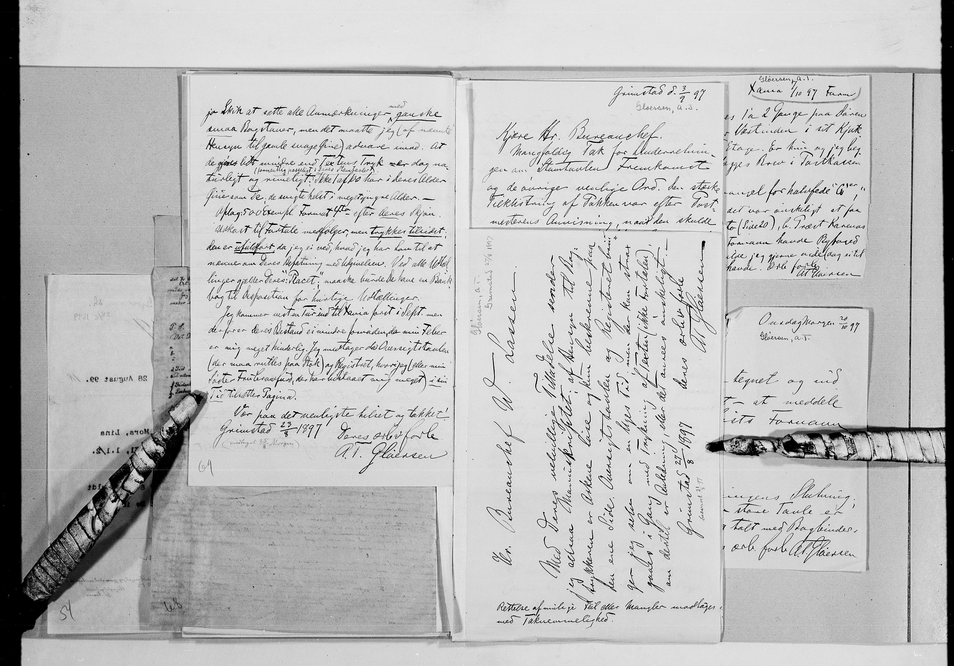 Lassens samlinger, AV/RA-PA-0051/G/L0097: Alfabetisk ordnede brev til Wilhelm Lassen: Fabritius - Grønvold, 1815-1907, p. 176