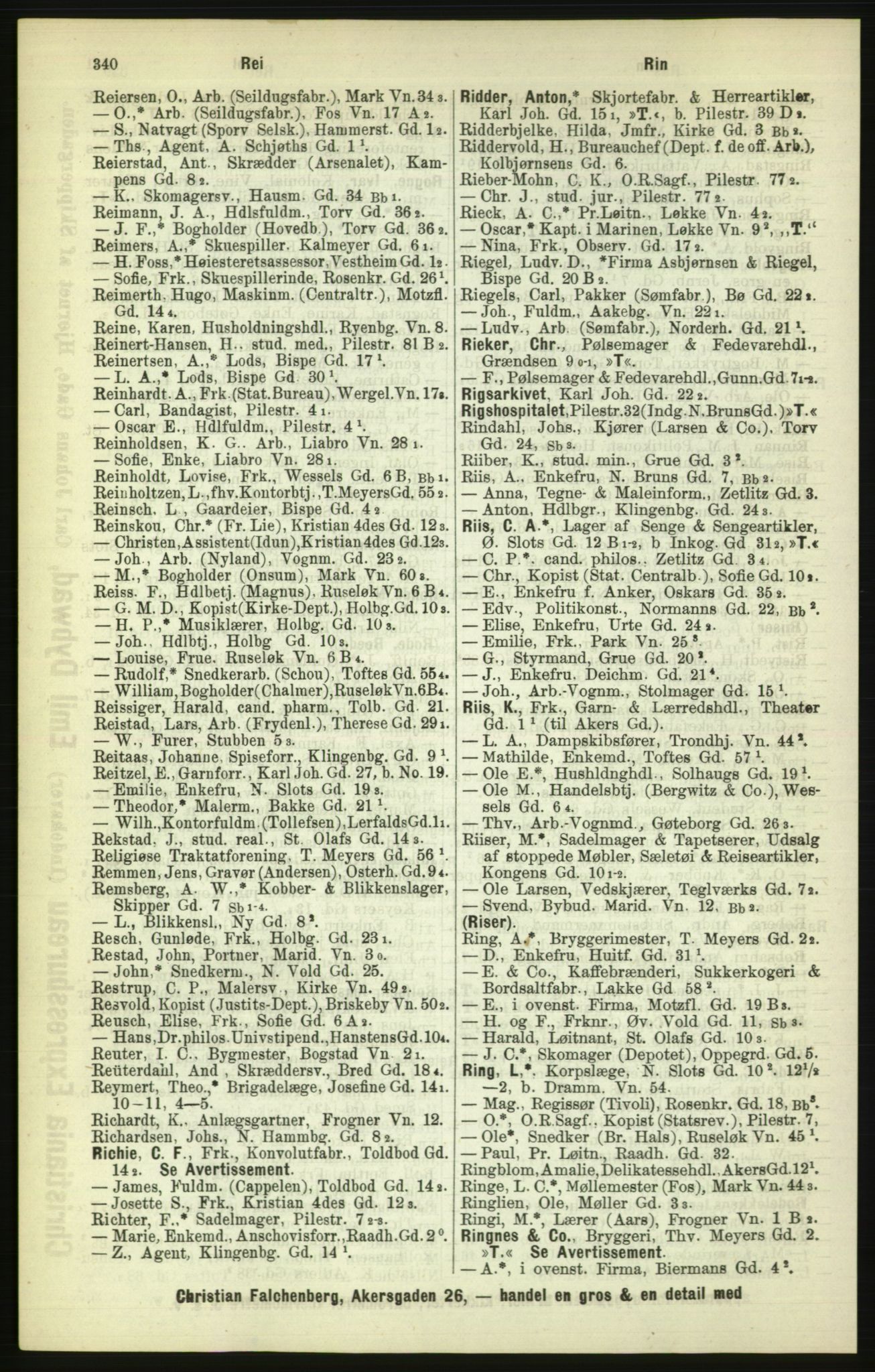 Kristiania/Oslo adressebok, PUBL/-, 1886, p. 340