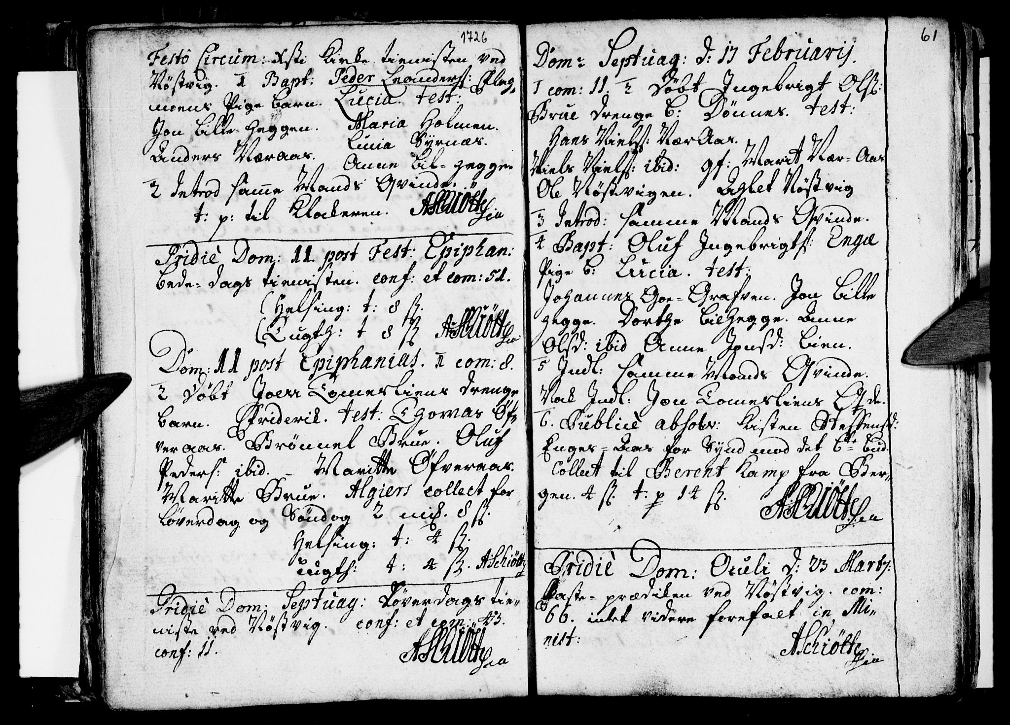 Ministerialprotokoller, klokkerbøker og fødselsregistre - Nordland, SAT/A-1459/814/L0221: Parish register (official) no. 814A02, 1718-1762, p. 61