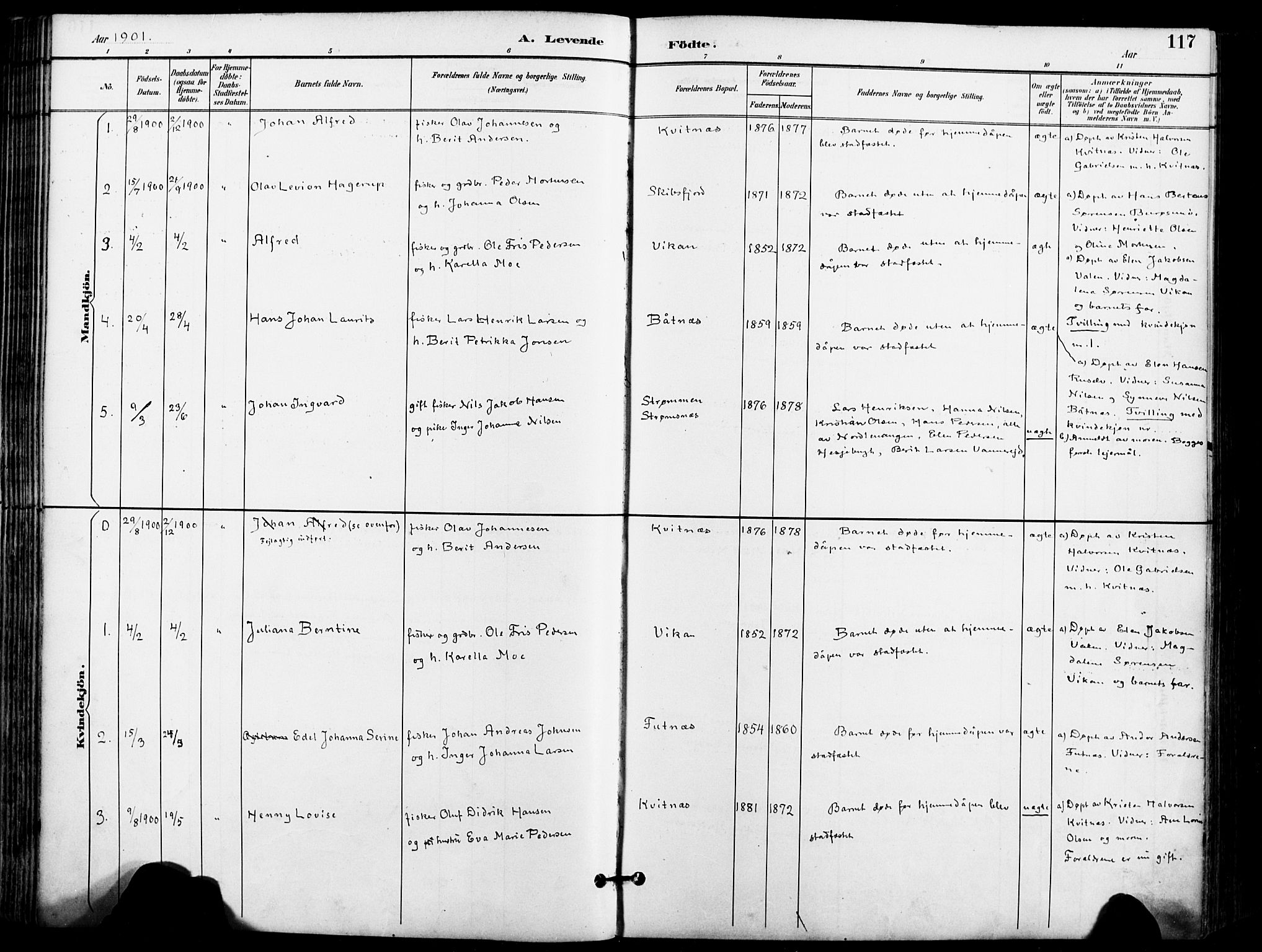 Karlsøy sokneprestembete, AV/SATØ-S-1299/H/Ha/Haa/L0007kirke: Parish register (official) no. 7, 1891-1902, p. 117