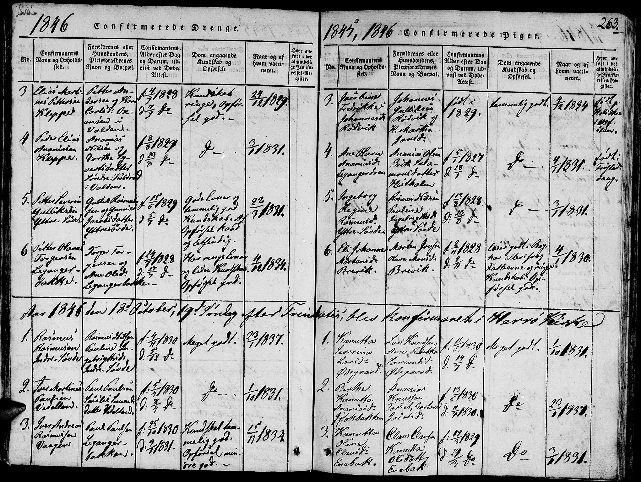 Ministerialprotokoller, klokkerbøker og fødselsregistre - Møre og Romsdal, SAT/A-1454/504/L0054: Parish register (official) no. 504A01, 1816-1861, p. 263