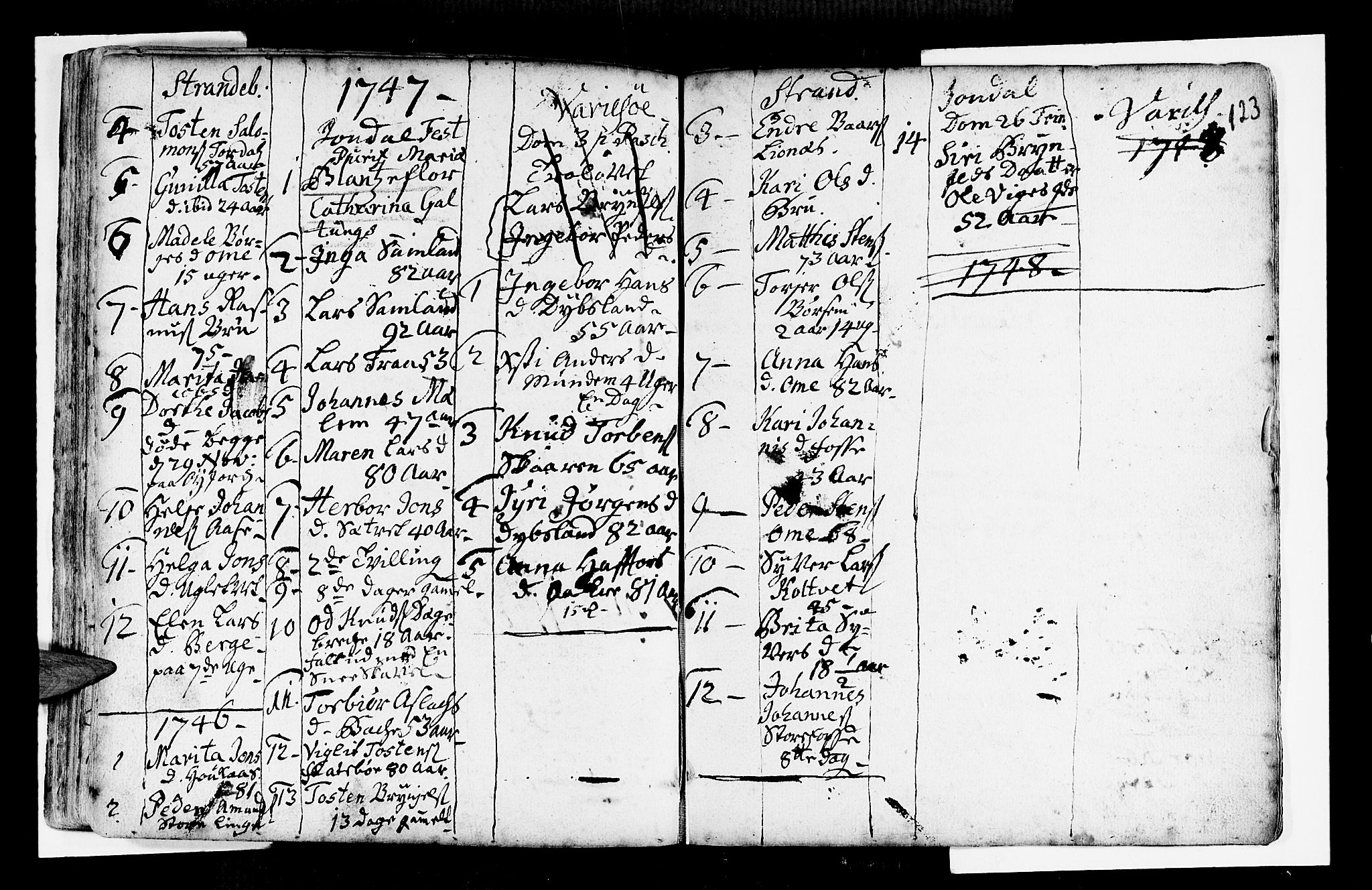 Strandebarm sokneprestembete, SAB/A-78401/H/Haa: Parish register (official) no. A 2 /1, 1727-1750, p. 123