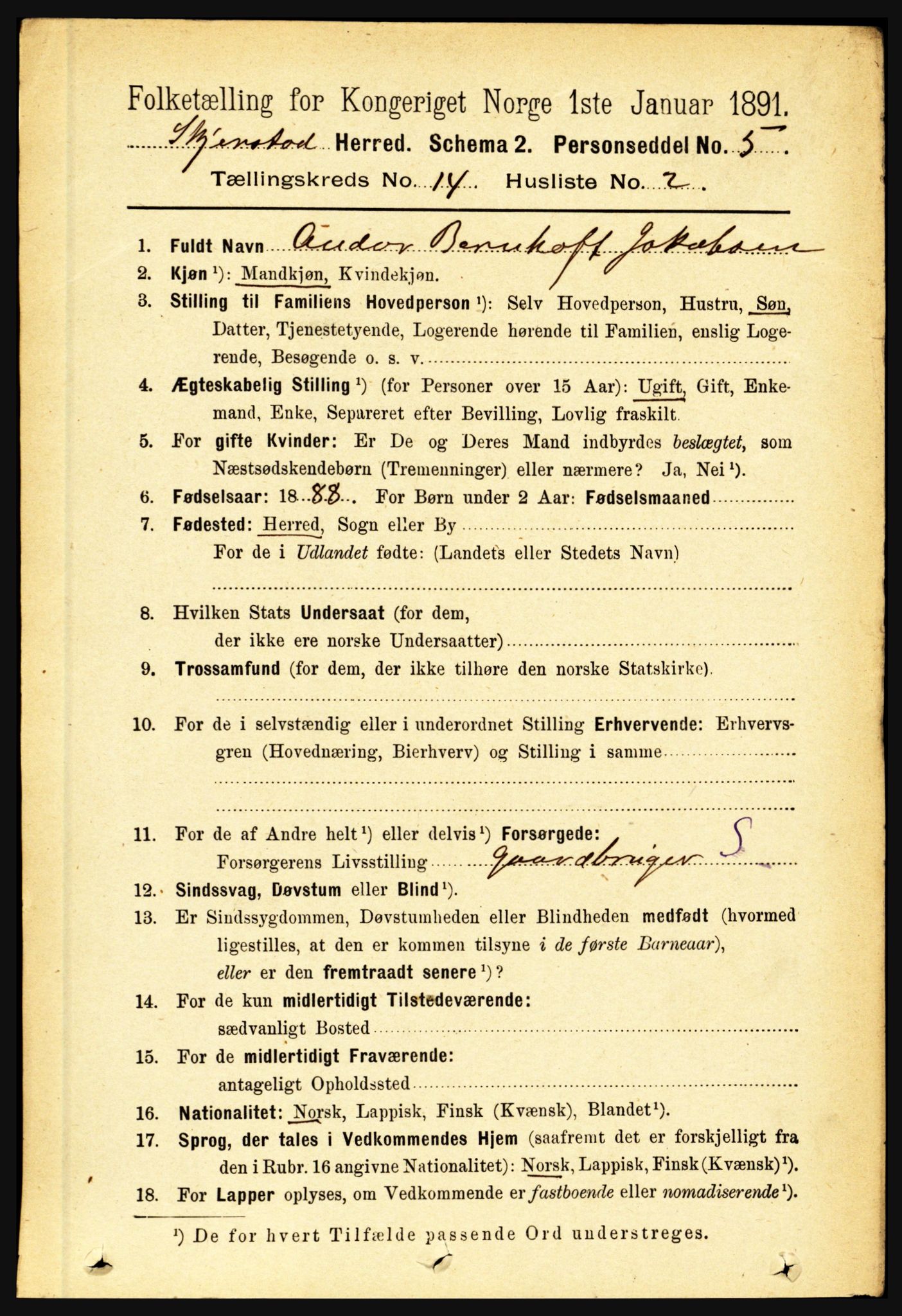 RA, 1891 census for 1842 Skjerstad, 1891, p. 5031