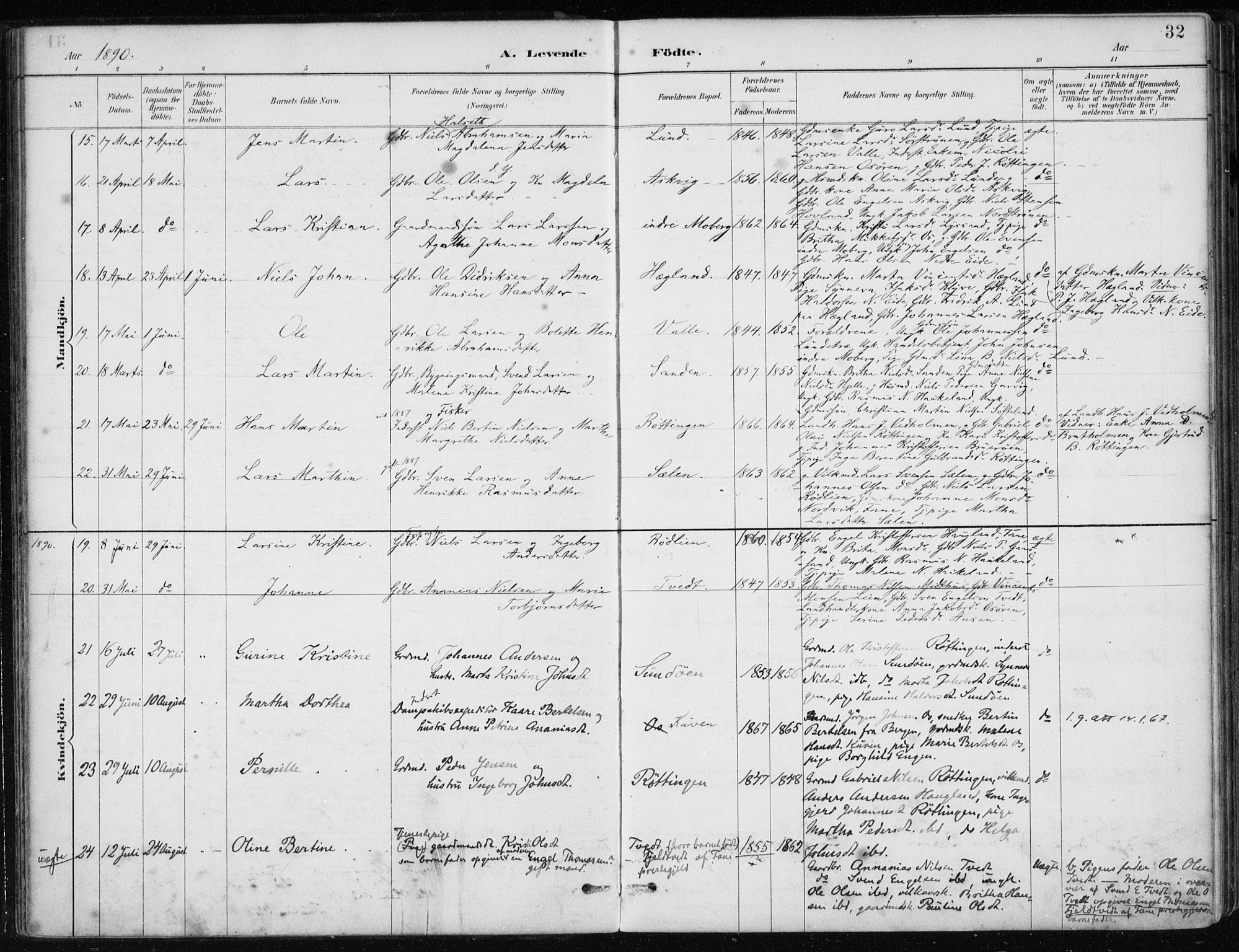 Os sokneprestembete, AV/SAB-A-99929: Parish register (official) no. B 1, 1885-1902, p. 32