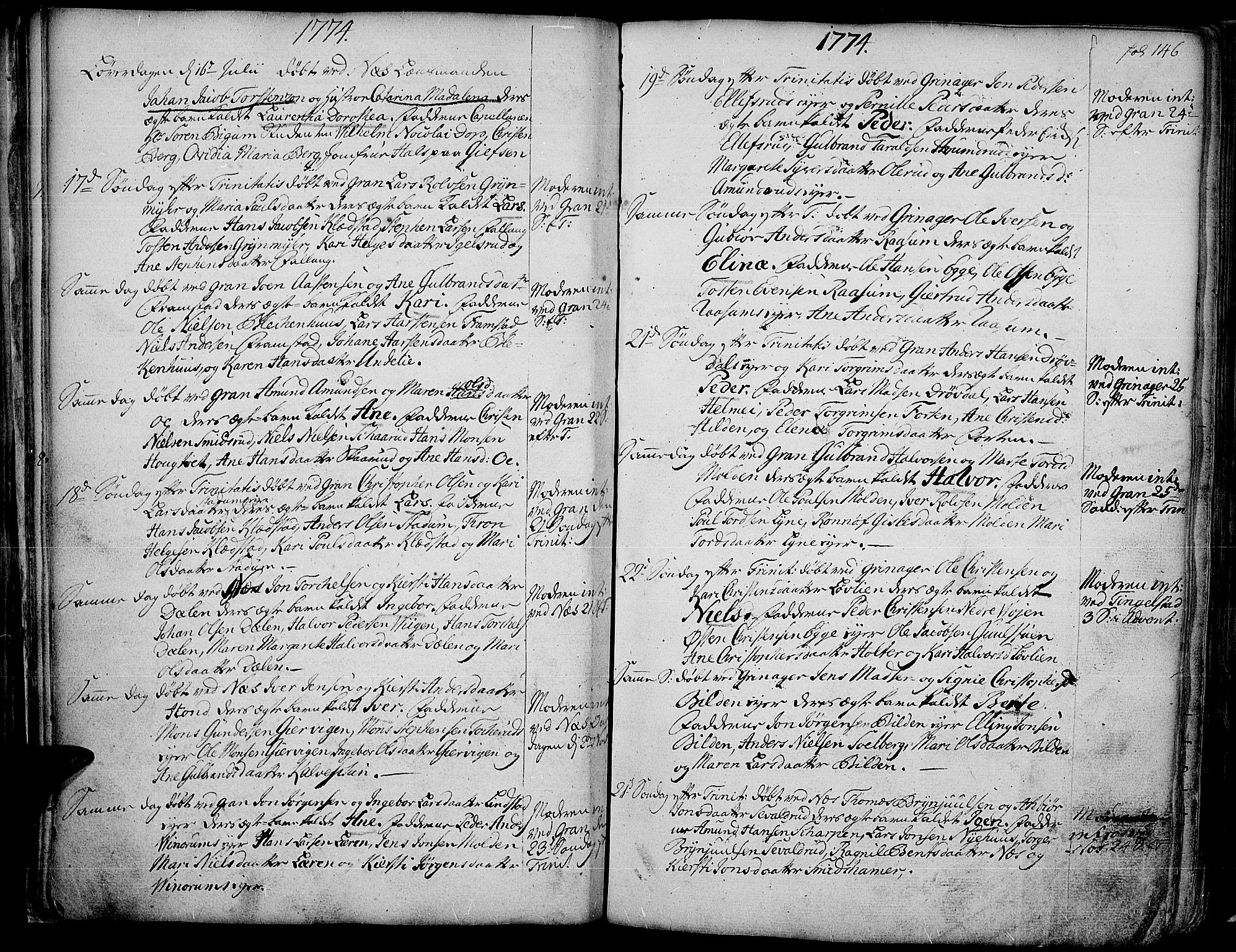 Gran prestekontor, SAH/PREST-112/H/Ha/Haa/L0004: Parish register (official) no. 4, 1759-1775, p. 146