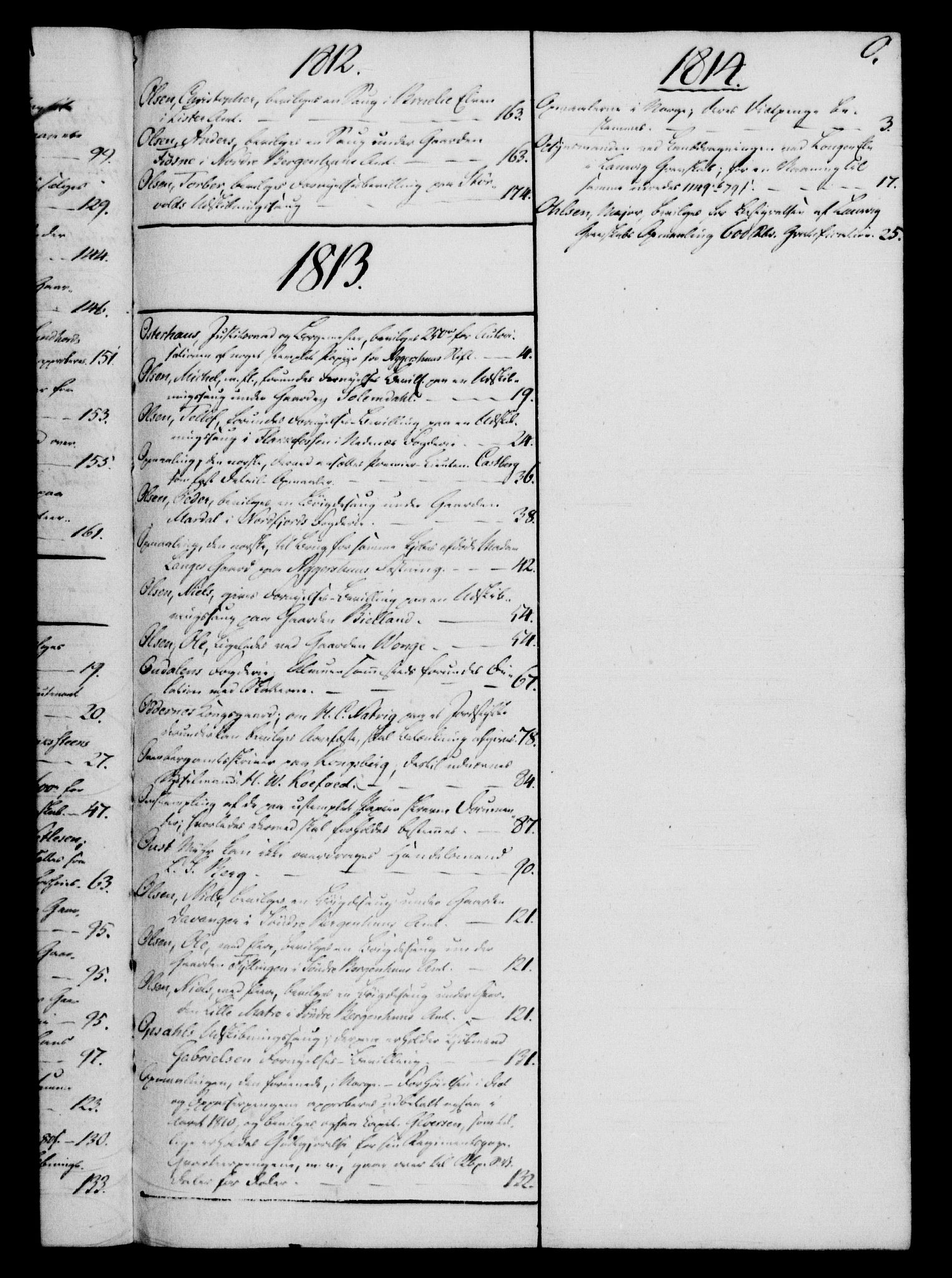 Rentekammeret, Kammerkanselliet, RA/EA-3111/G/Gf/Gfb/L0016: Register til norske relasjons- og resolusjonsprotokoller (merket RK 52.111), 1801-1814, p. 127