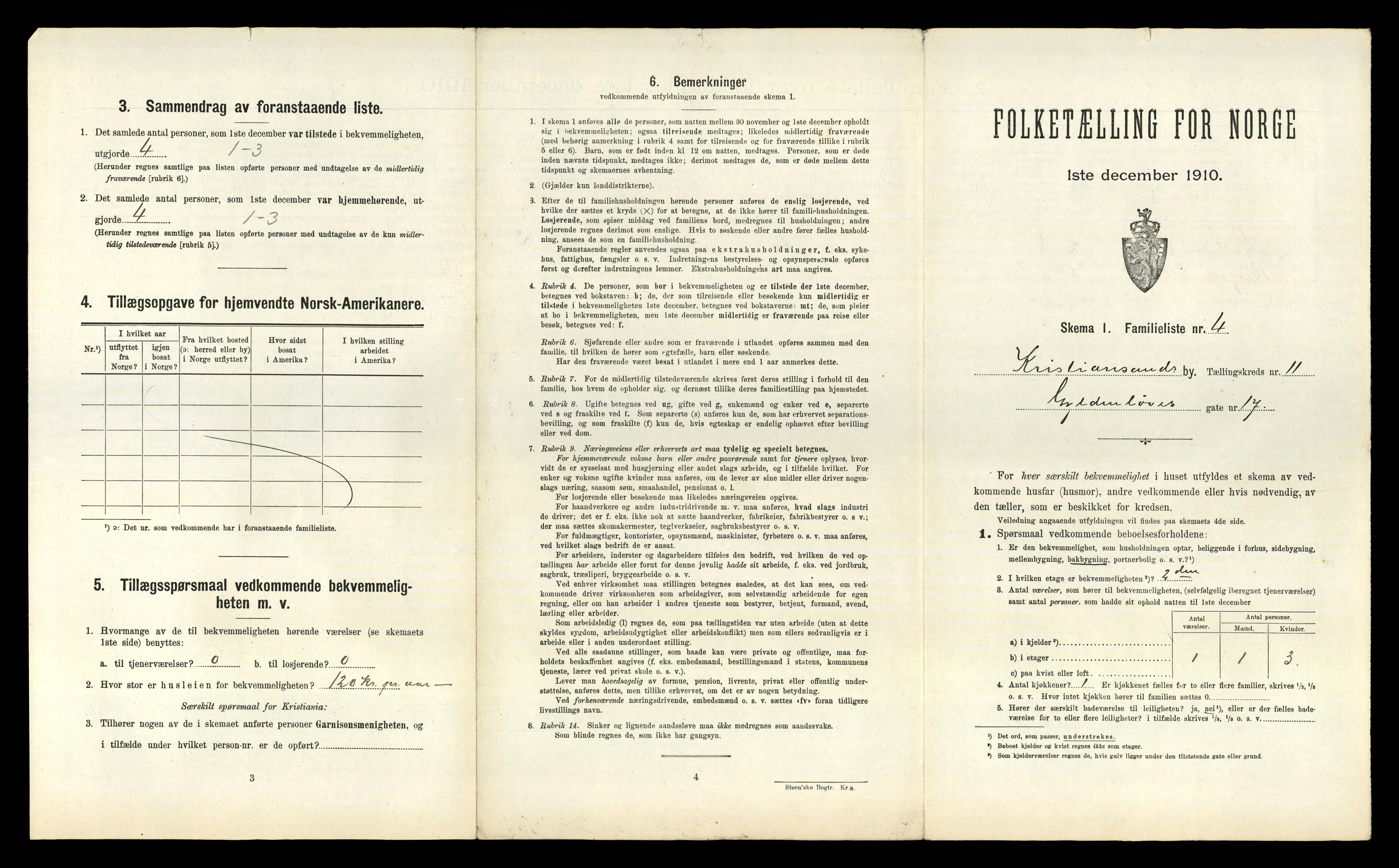 RA, 1910 census for Kristiansand, 1910, p. 2758