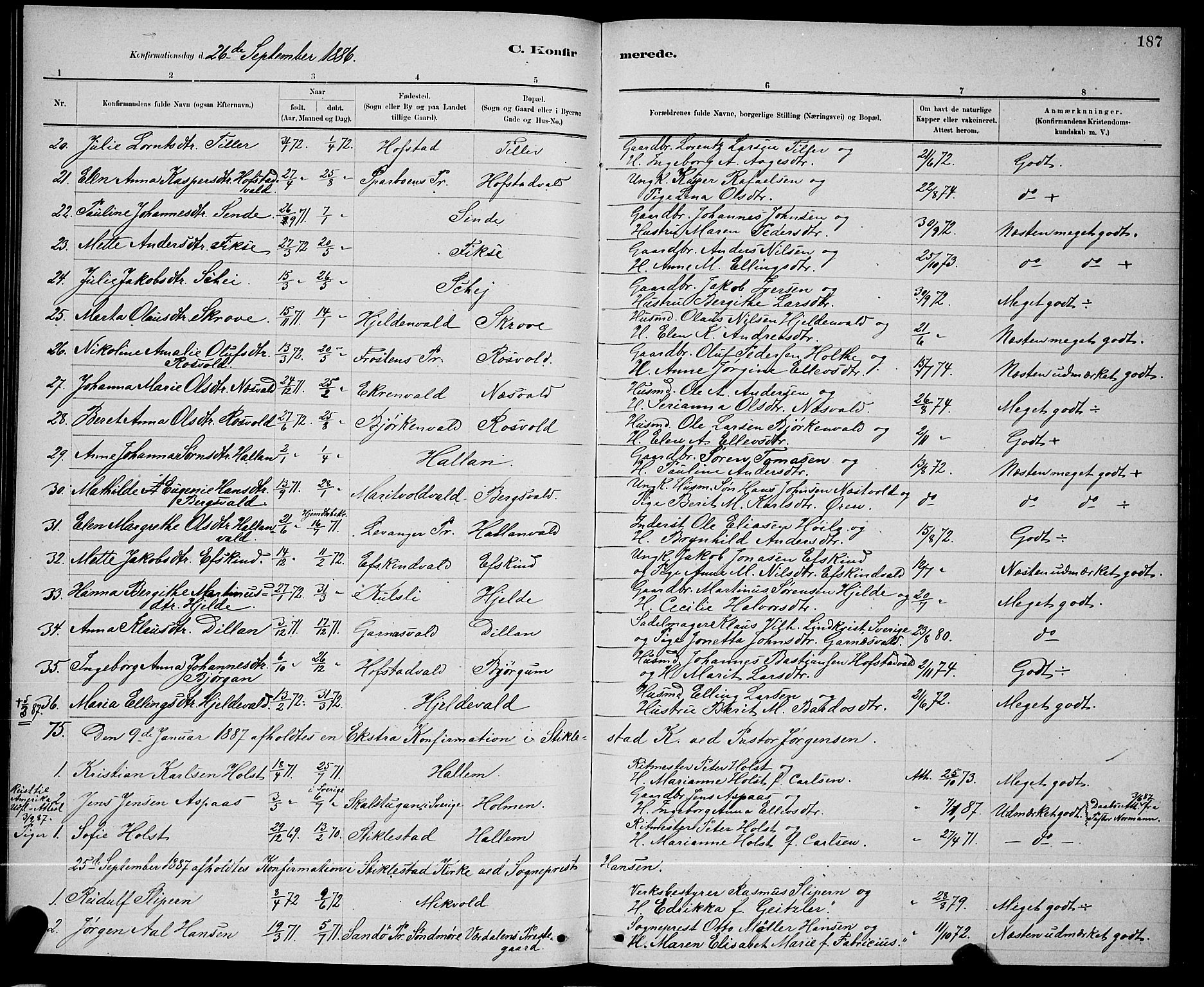 Ministerialprotokoller, klokkerbøker og fødselsregistre - Nord-Trøndelag, AV/SAT-A-1458/723/L0256: Parish register (copy) no. 723C04, 1879-1890, p. 187