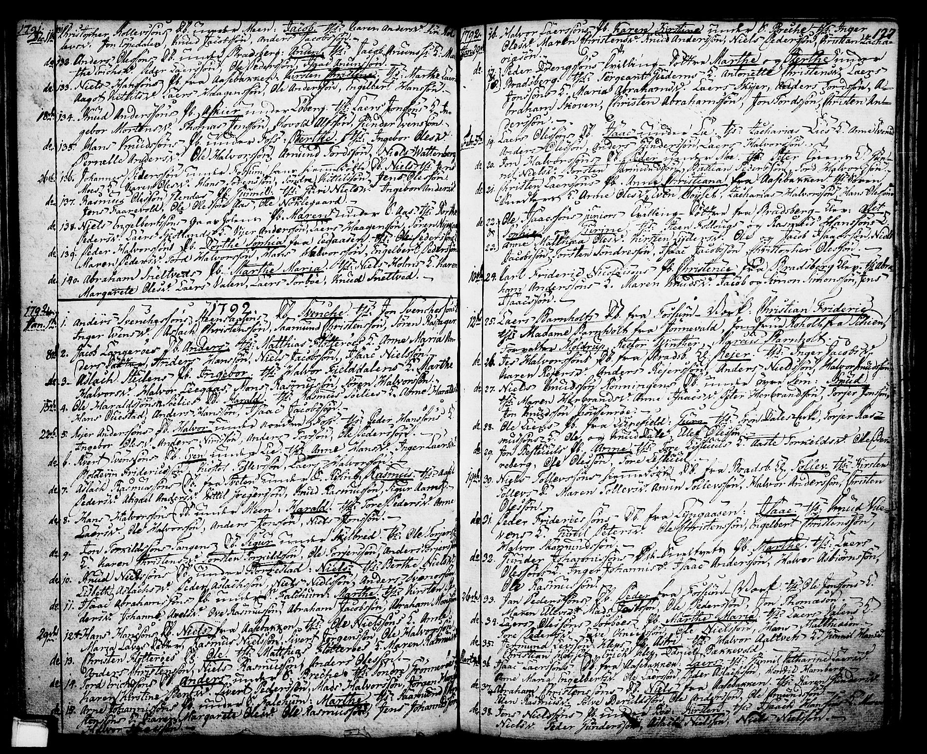 Gjerpen kirkebøker, SAKO/A-265/F/Fa/L0002: Parish register (official) no. I 2, 1747-1795, p. 127