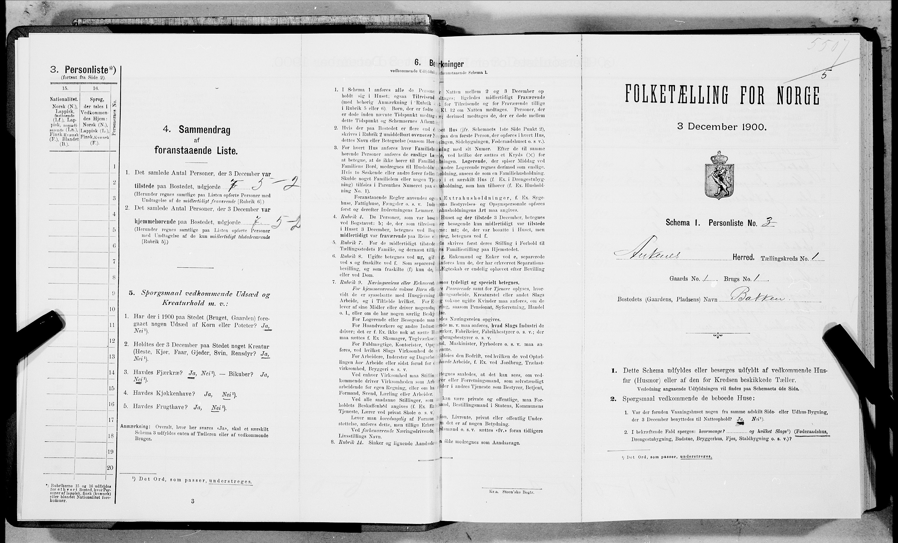 SAT, 1900 census for Ankenes, 1900, p. 5