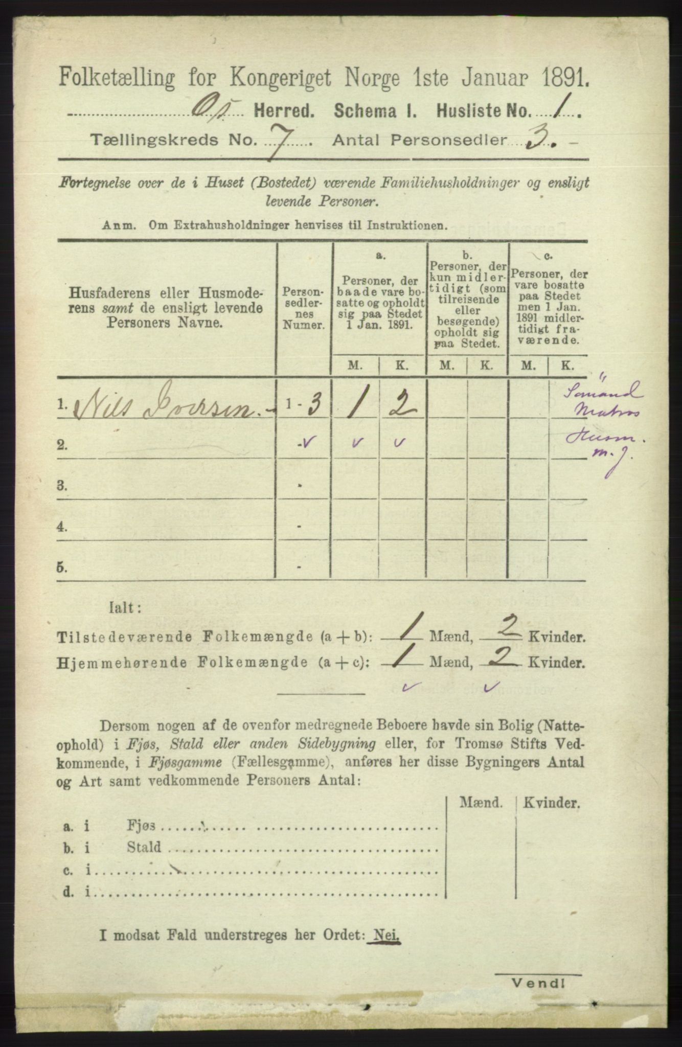 RA, 1891 census for 1243 Os, 1891, p. 1578