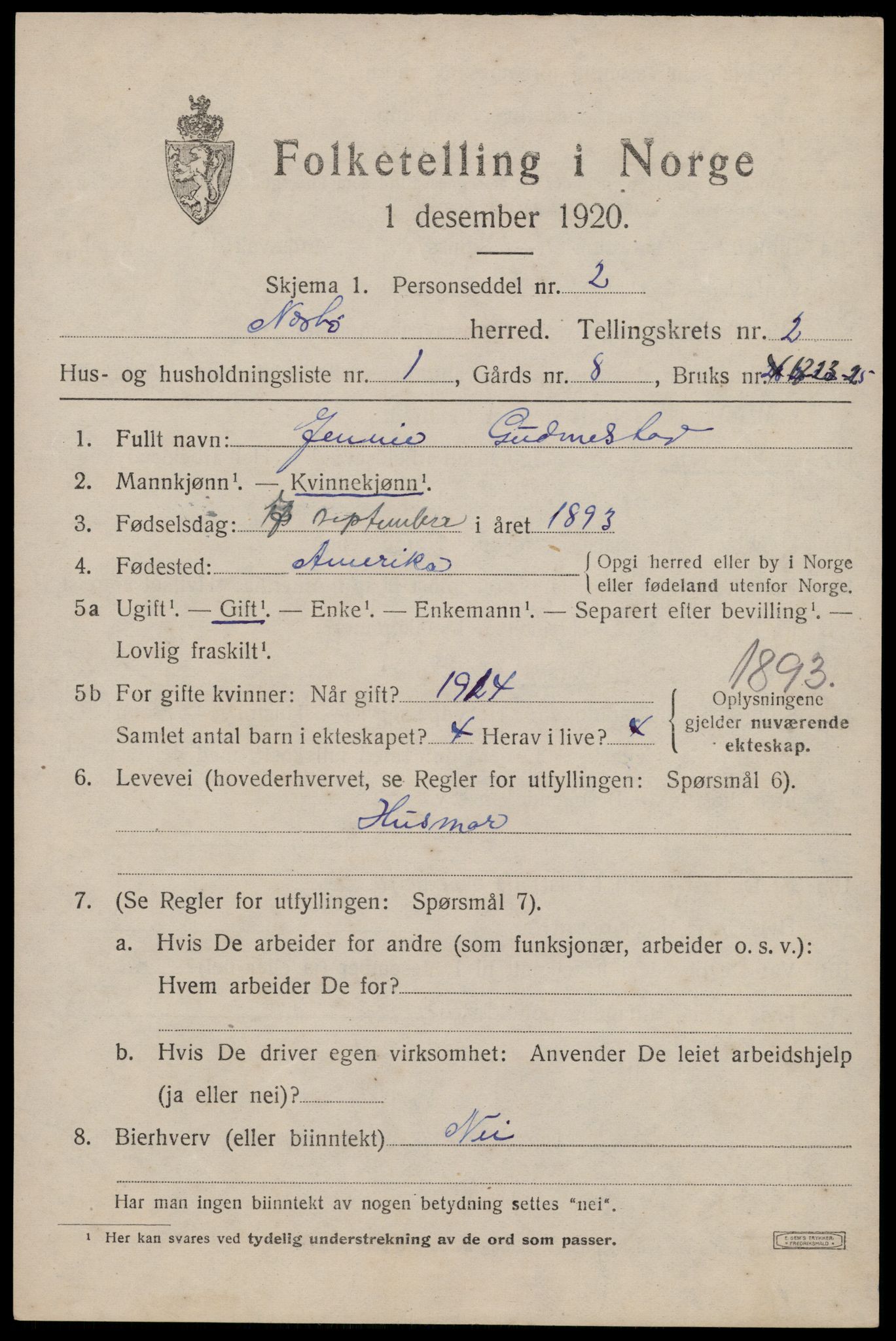 SAST, 1920 census for Nærbø, 1920, p. 1361